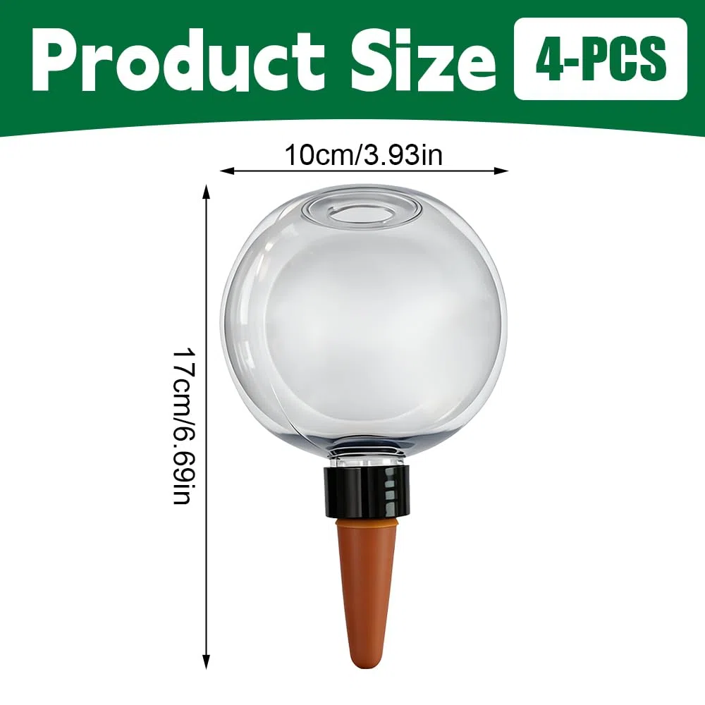 Globos De Riego De Plantas 500ml, 4 Pieza Autorriego Globos Bolas De Riego, Cebollas De Riego Transparentes, Bola De Goteros De Riego para Plantas De Interior, Balcón Jardín, Autoriego