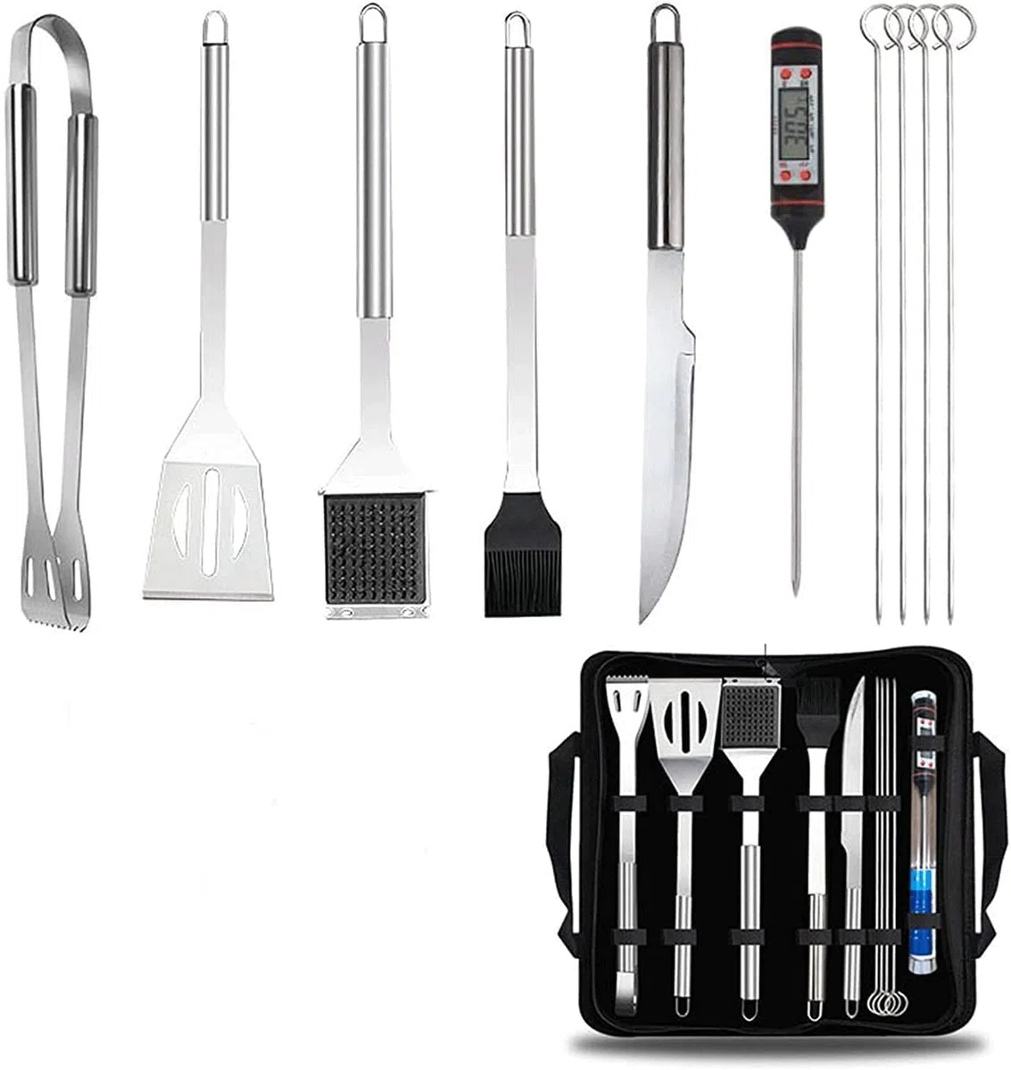 Accesorios para Asar,Accesorios para Barbacoa,Juego de Utensilios para Parrilla, Juego de Parrilla de Acero Inoxidable de 10 Piezas,Barbacoa al Aire Libre