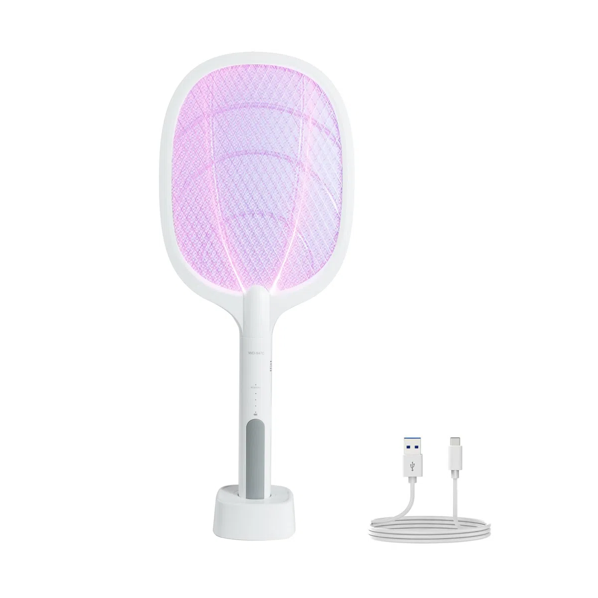 Raqueta Eléctrica Antimosquitos 2 en 1 4000V con Luz UV – Modo Manual y Automático – Batería 1800mAh Recargable USB C – Lámpara Matamoscas Interior Exterior – Triple Protección Segura