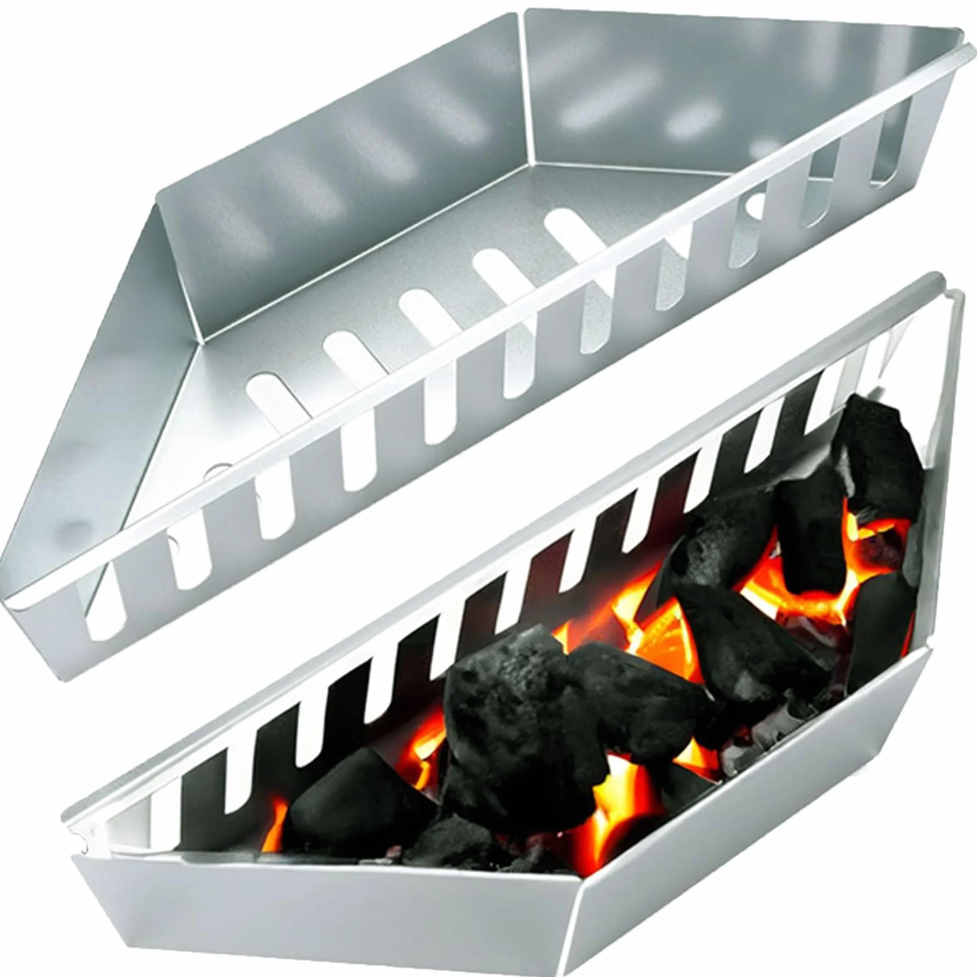 2PCS Cestas Para Carbón, Calor Directo e Indirecto Para Grill Hervidor de 39 cm, Soporte de Combustible de Carbón Para Piezas, Fácil de Limpiar, Se Puede Superponer Para Almacenar