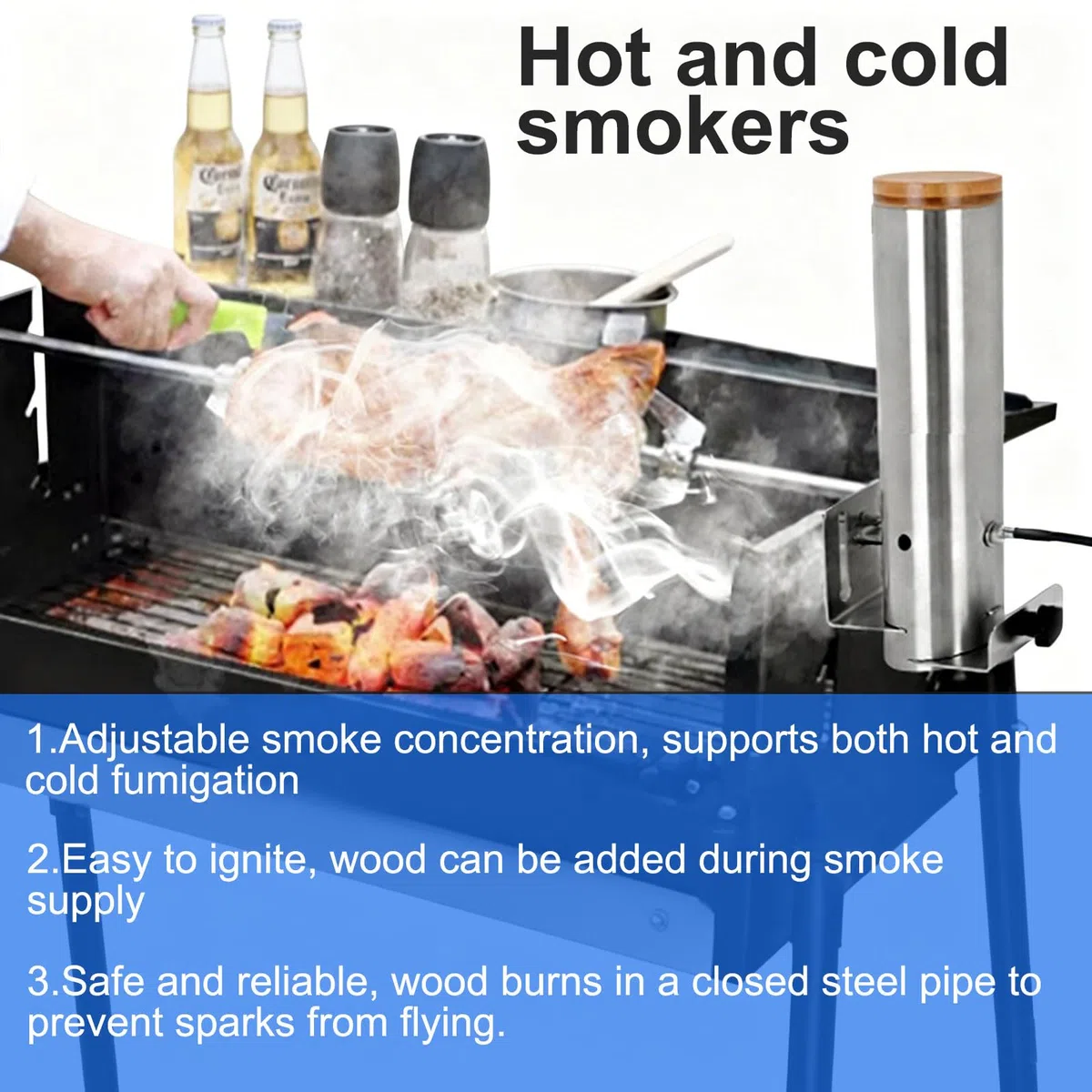 Ahumador eléctrico para barbacoa, generador de humo frío portátil con salida de humo ajustable para ahumar carnes y verduras