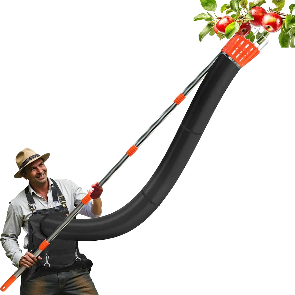 Recolector de Fruta Raccogli Frutta Telescopico Raccogli Ciliegie Telescopico Recogedor de Frutas con Varillas de Extensión Recolectoras para Manzanas 3.78M