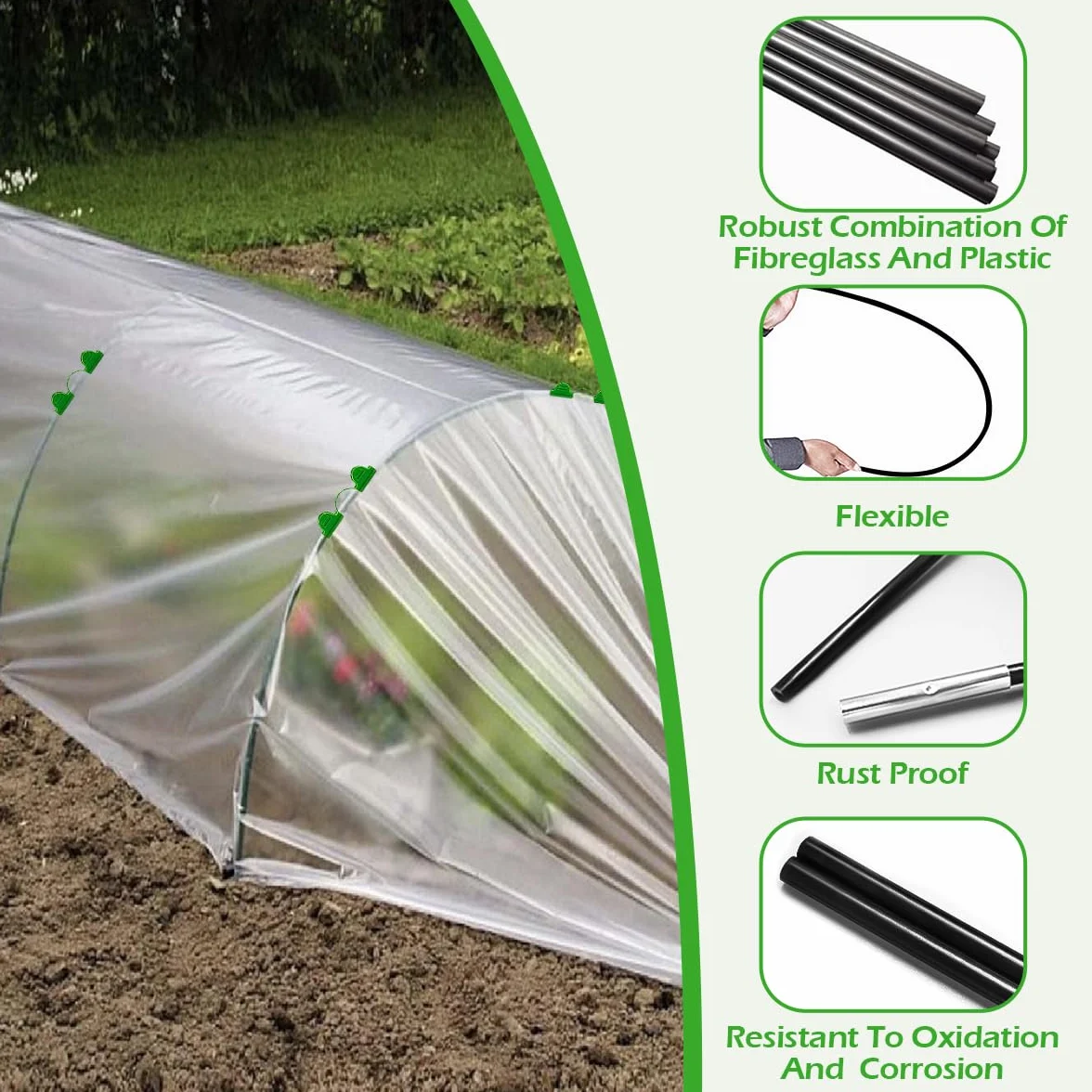 Arcos Invernadero,Aros de Invernadero para Tunel,Arcos de Túnel para Plantas,Arcos para Invernadero,Túnel Invernadero,Garden Tunnel para Cultivar Túneles