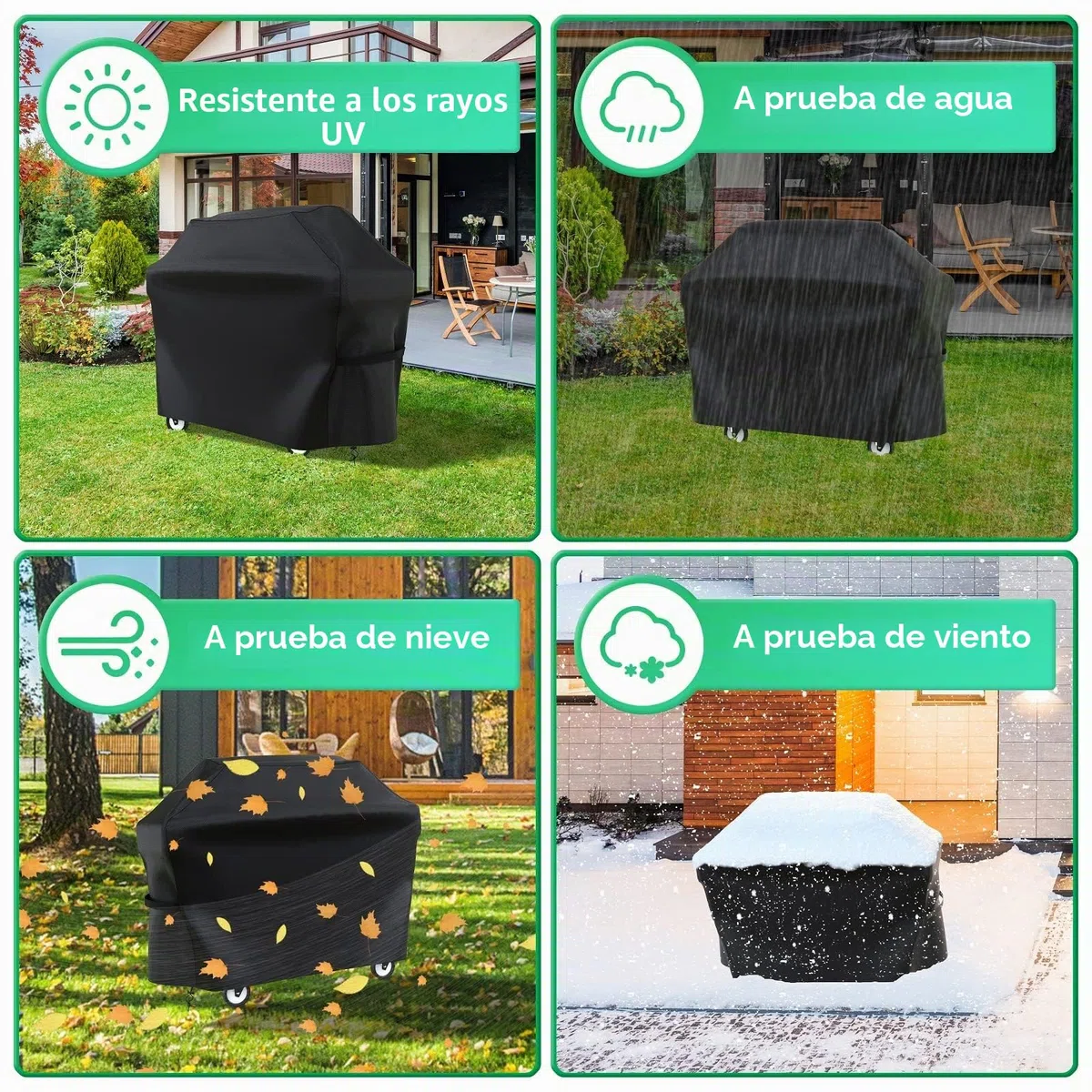 Funda Protectora de Barbacoa Exterior Impermeable, Cubierta de la Parrilla, Anti-UV 210D Oxford Tela Resistente al Agua Viento Lluvia Nieve Polvo (145 x61 x117)