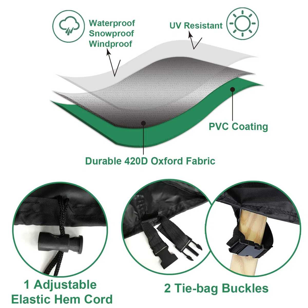 INMUA Funda para Banco de Jardín Impermeable, Cubierta para Banco de Jardín de 3 Plaza Resistente al Viento, Anti-UV, Funda Protectora para Sofá Telas Oxford 420D Resistente (66 X 63 X 89/163 CM)