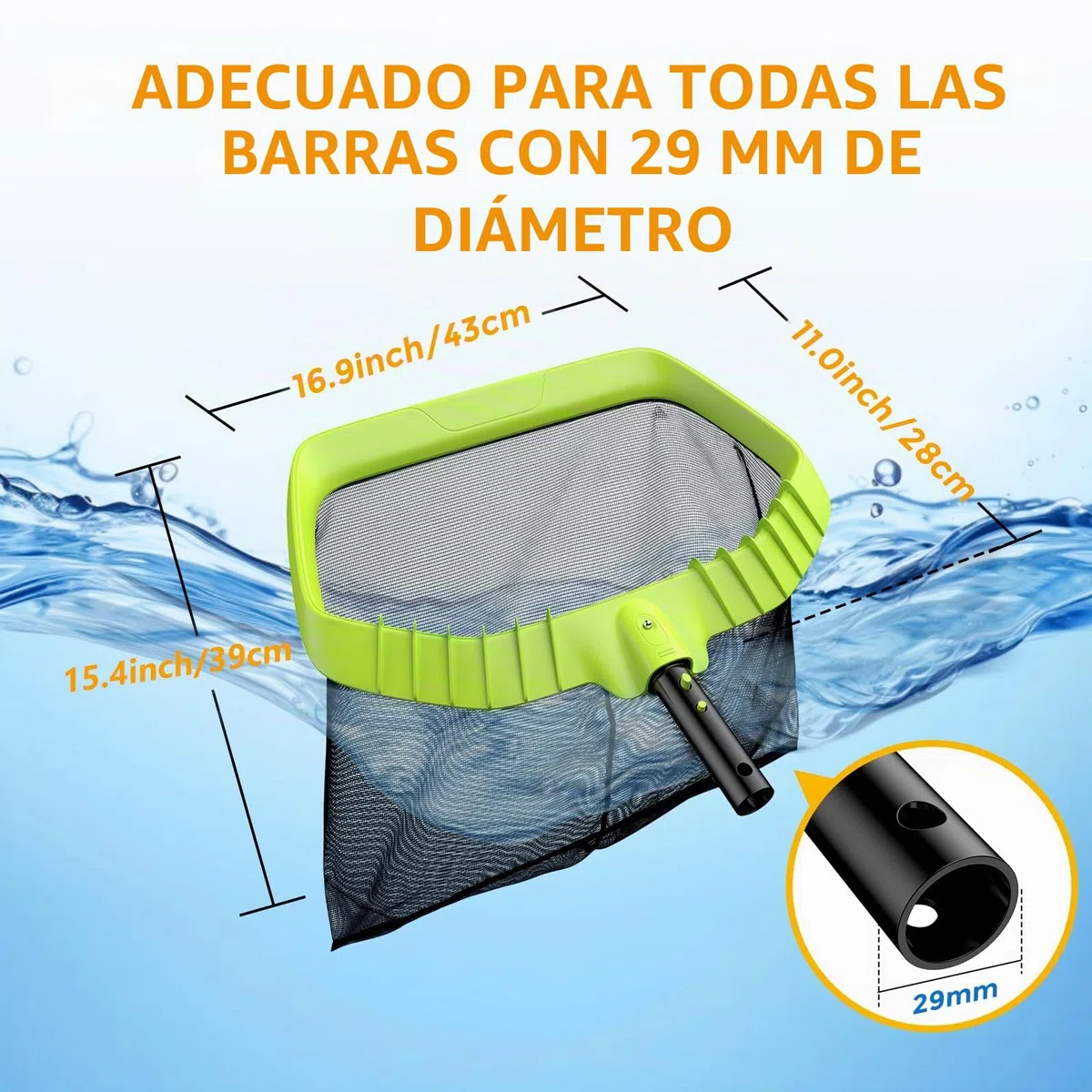 Red recogehojas para piscina, recogehojas para el suelo, red de hojas para piscina, red de hojas estable para piscina sin barra telescópica con red extra grande, recogehojas de fondo