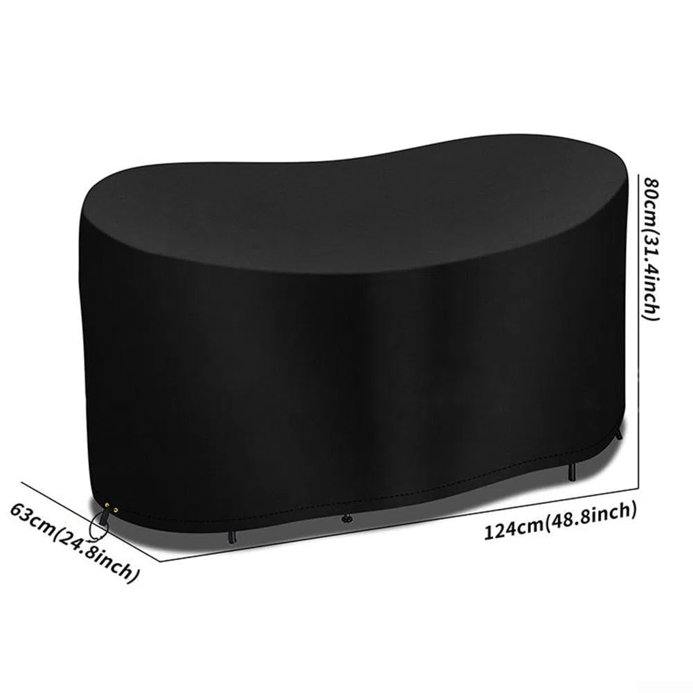Funda ovalada para mesa de jardín, resistente al agua, resistente al viento, a prueba de polvo, anti-UV, con cordón ajustable (124 x 63 x 80 cm)