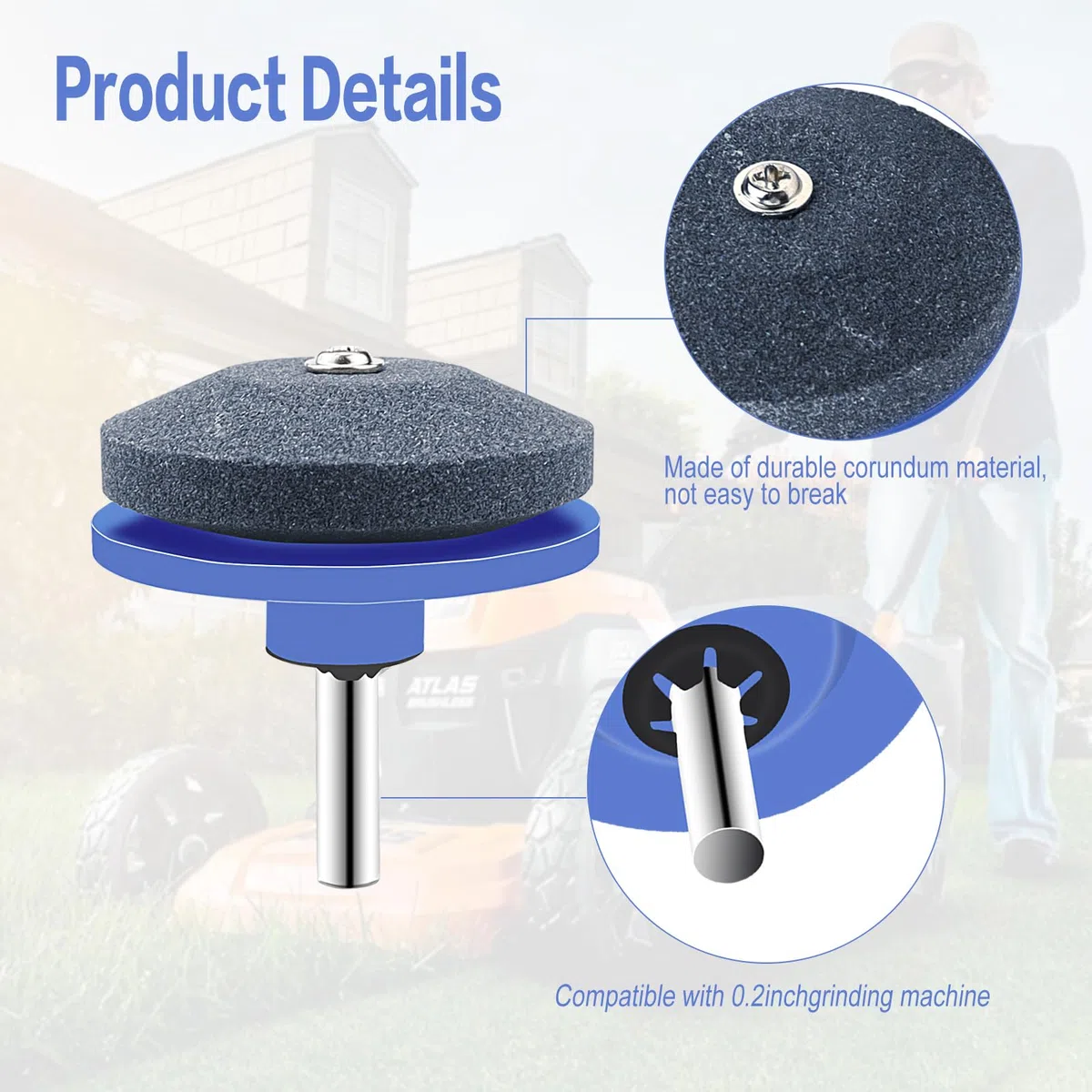 Afilador de cuchillos para cortacésped, 3 unidades, afilador de cortacésped, herramientas de jardín, cuchillas universales para la mayoría de taladros eléctricos de mano