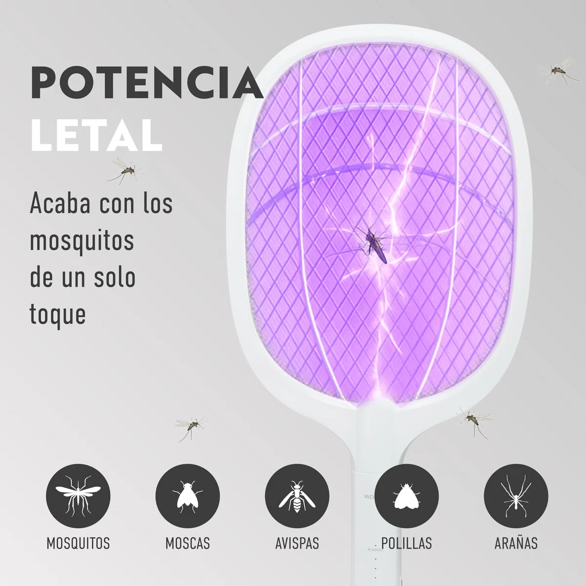 Raqueta Eléctrica Antimosquitos 2 en 1 4000V con Luz UV – Modo Manual y Automático – Batería 1800mAh Recargable USB C – Lámpara Matamoscas Interior Exterior – Triple Protección Segura