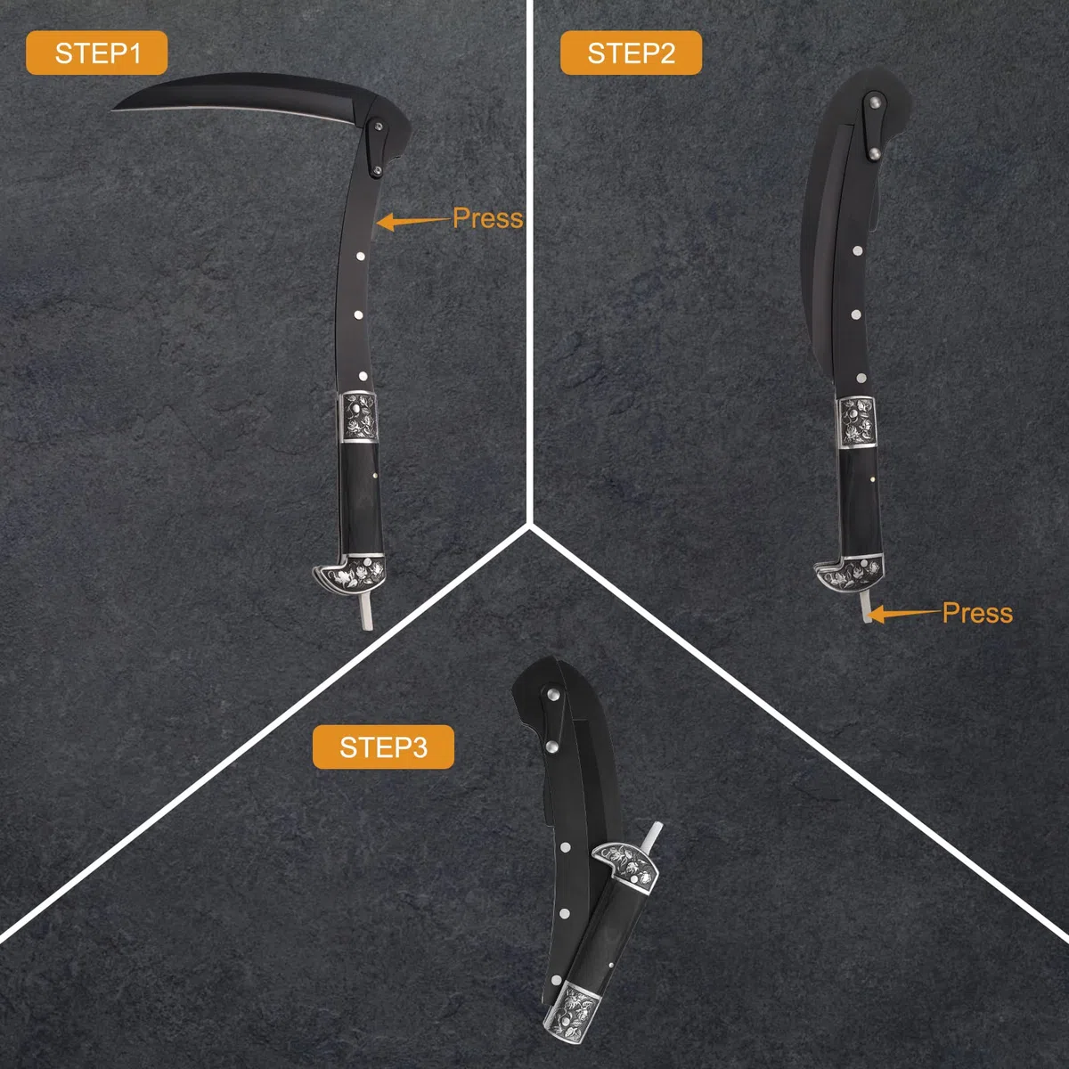 GVDV Hoz de Jardín Plegable, Fácil de Transportar, Hoja de 190 mm, para Hombres