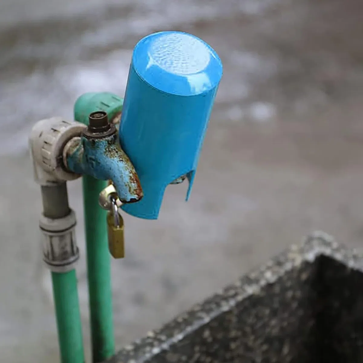Cerradura Grifo Exterior, Sistema de Bloqueo de Grifo, Candado y Llave Antirrobo y Ahorro De Agua Tapa, para Al Aire Libre Jardín