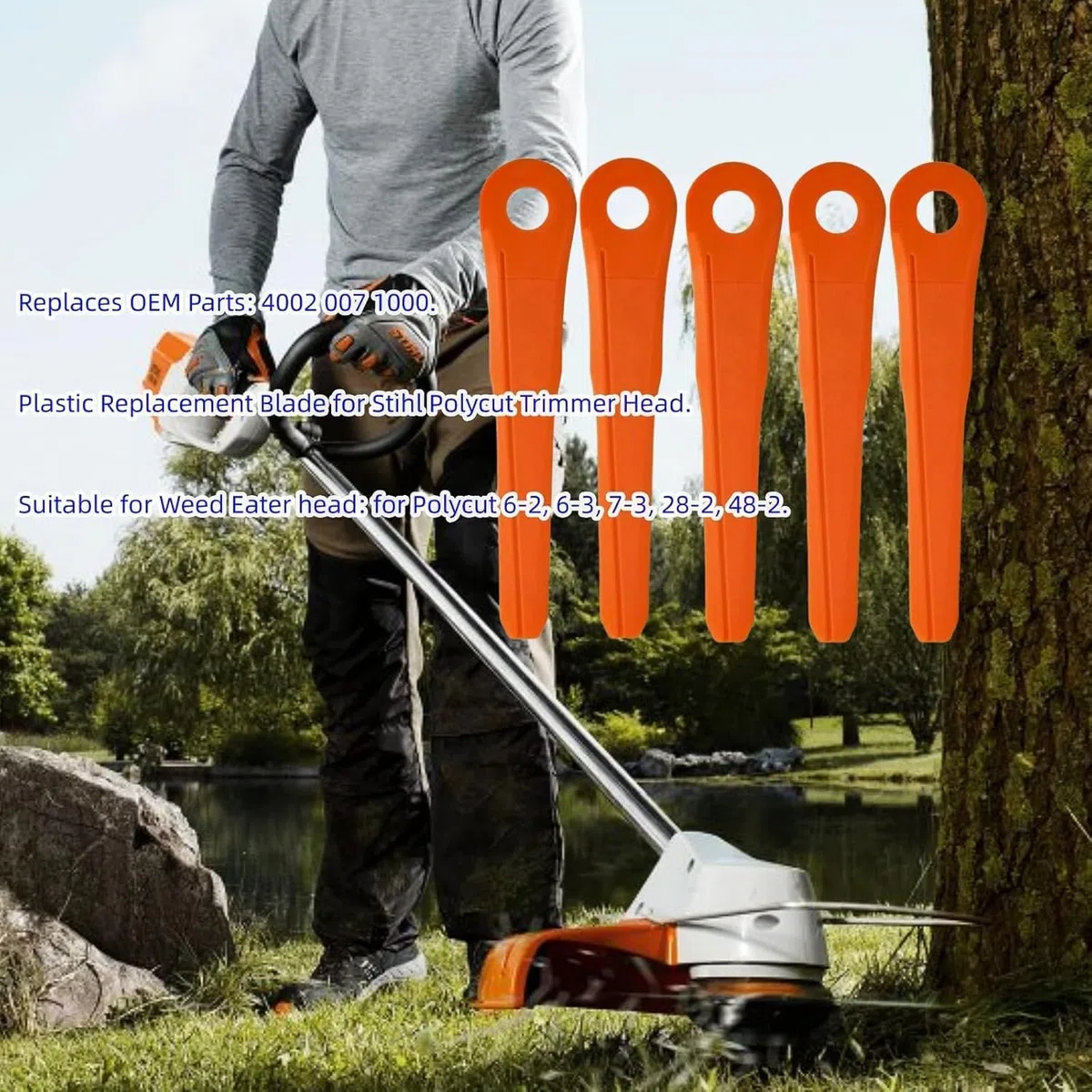 Paquete de 18 Cuchillas de Repuesto de plástico 4002 007 1000 para Stihl Polycut 6-2, 6-3, 7-3, 28-2, 48-2 Weed Eater Trimmer Head 40020071000