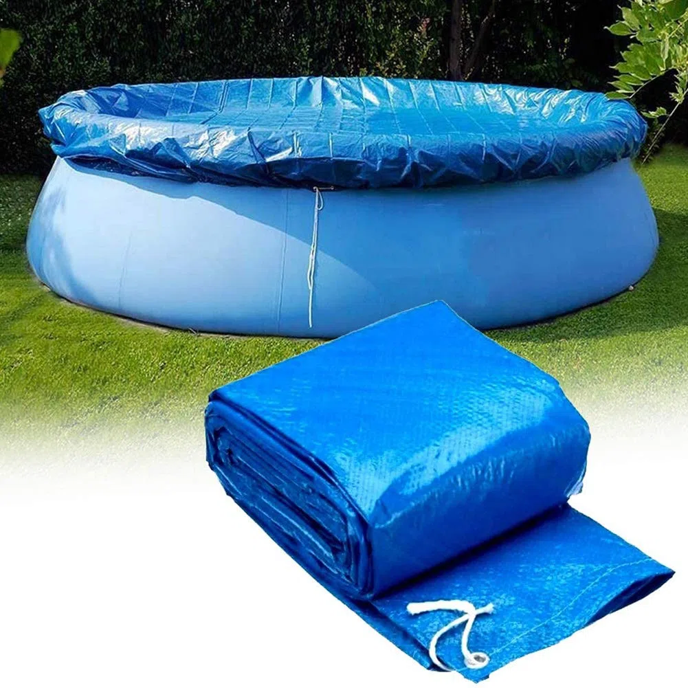 Ostop Cubierta para Piscina Redonda Diámetro 183 cm, Lona Inflable PVC Cubierta de Piscina Impermeable Antipolvo Prueba De Polvo y Viento,Bloquear Las Hojas Paño de la Piscina con Amarres de Cuerda