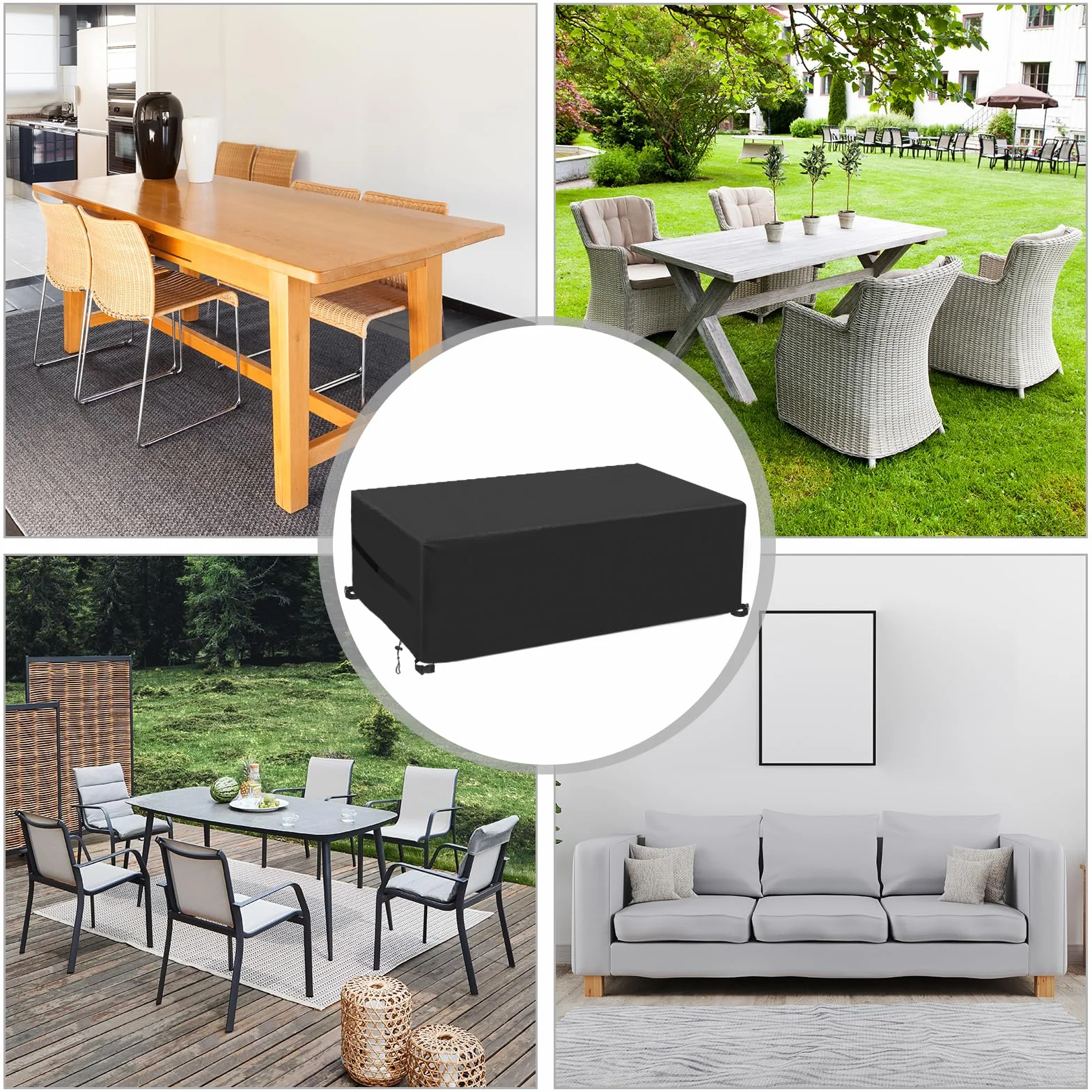 Funda para Muebles de Jardín , 242x162x100cm Funda Impermeable para Mesas y Sillas de Exterior, Resistente al Viento, Anti-UV, Tela Oxford