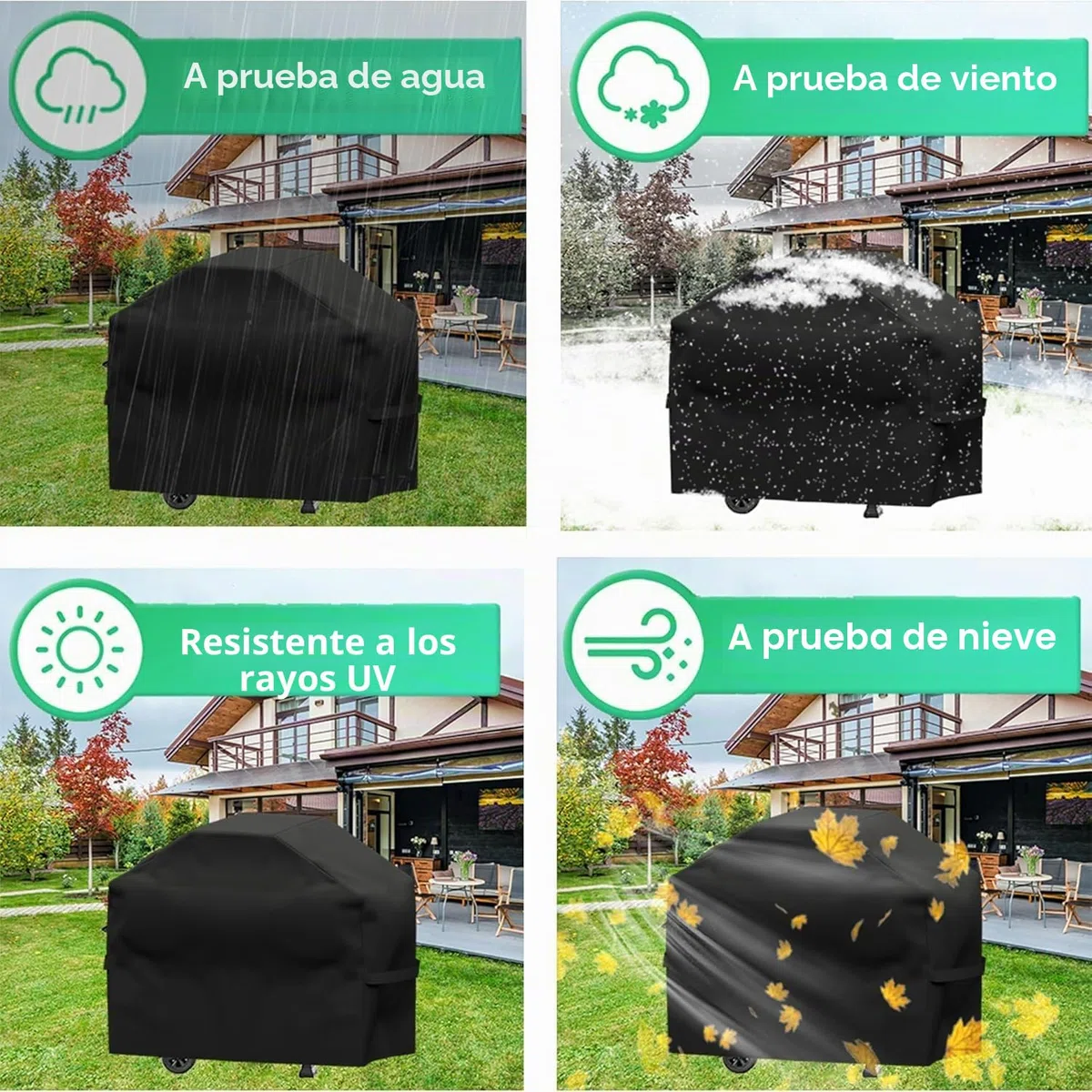 Funda para Barbacoa Impermeable, Cubierta BBQ de Parrilla 210D Oxford Protector, Anti-Viento/Anti-Polvo/Anti-Humedad, Resistente al Desgarro/Agua/Lluvia/Nieve/Sol (100X60X90 cm)
