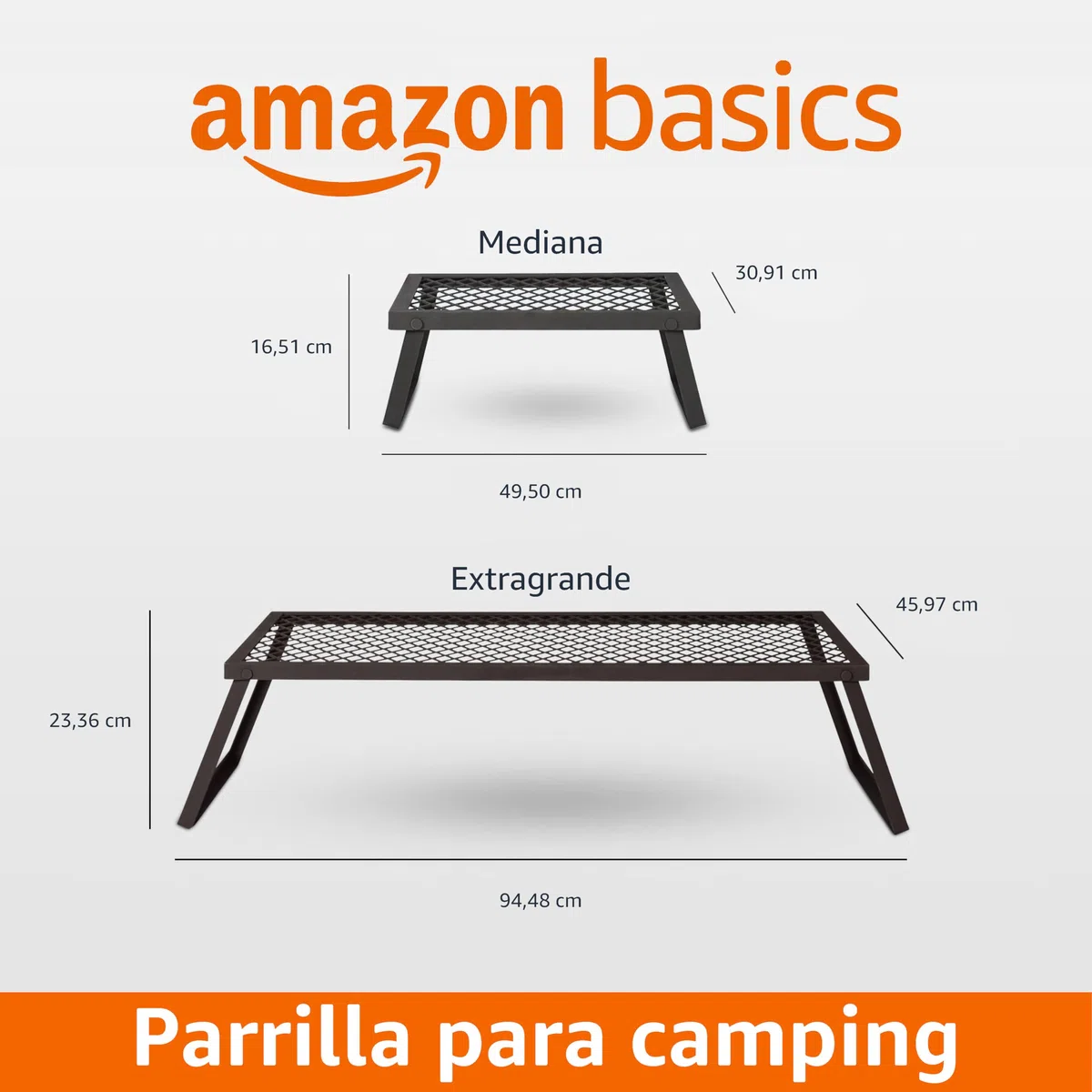 Amazon Basics - Parrilla plegable de alta resistencia para hoguera