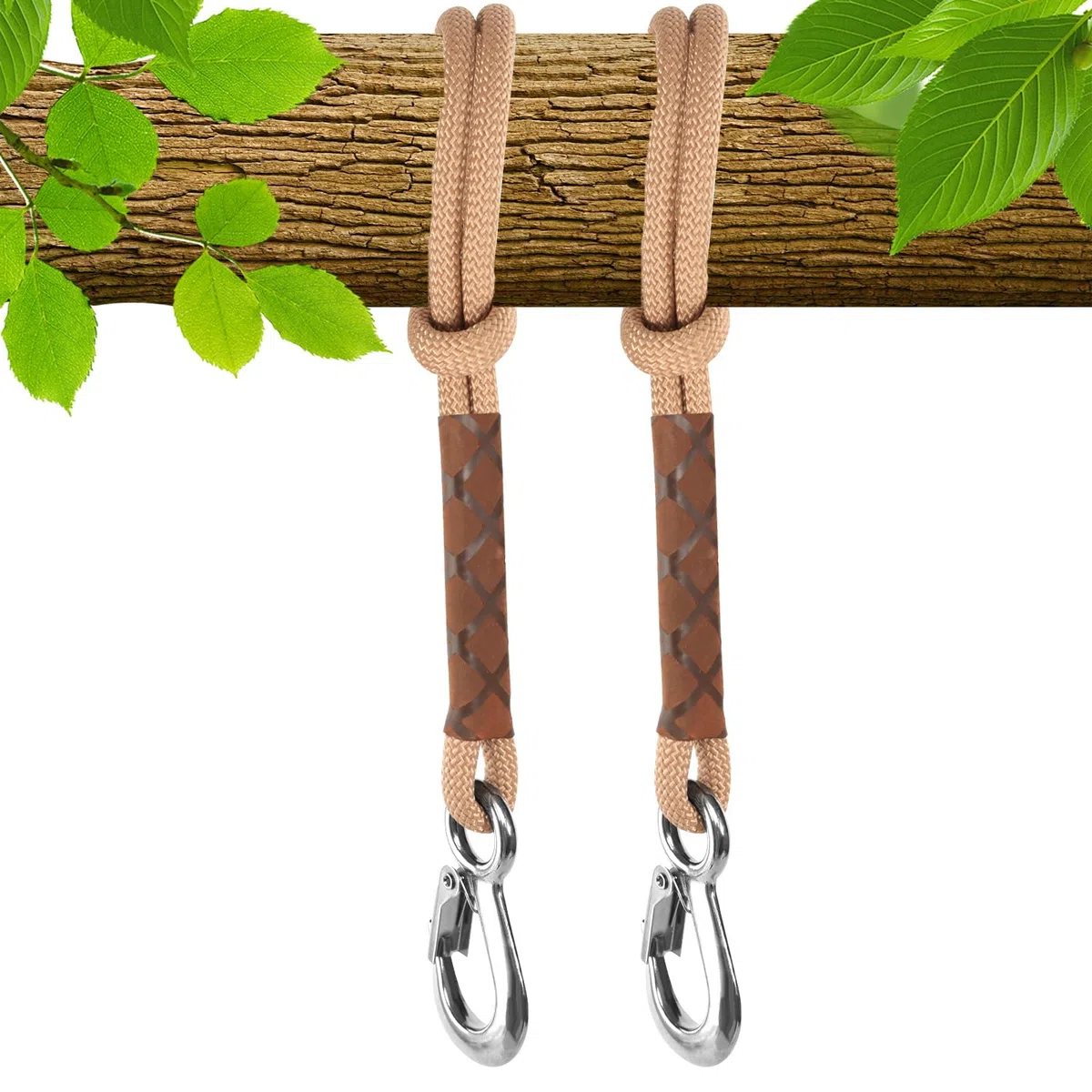 2 cuerdas de fijación para columpios para árboles, 0,6 m, cuerda de fijación para hamaca, columpio ajustable, con mosquetón para columpios, hamacas, yoga
