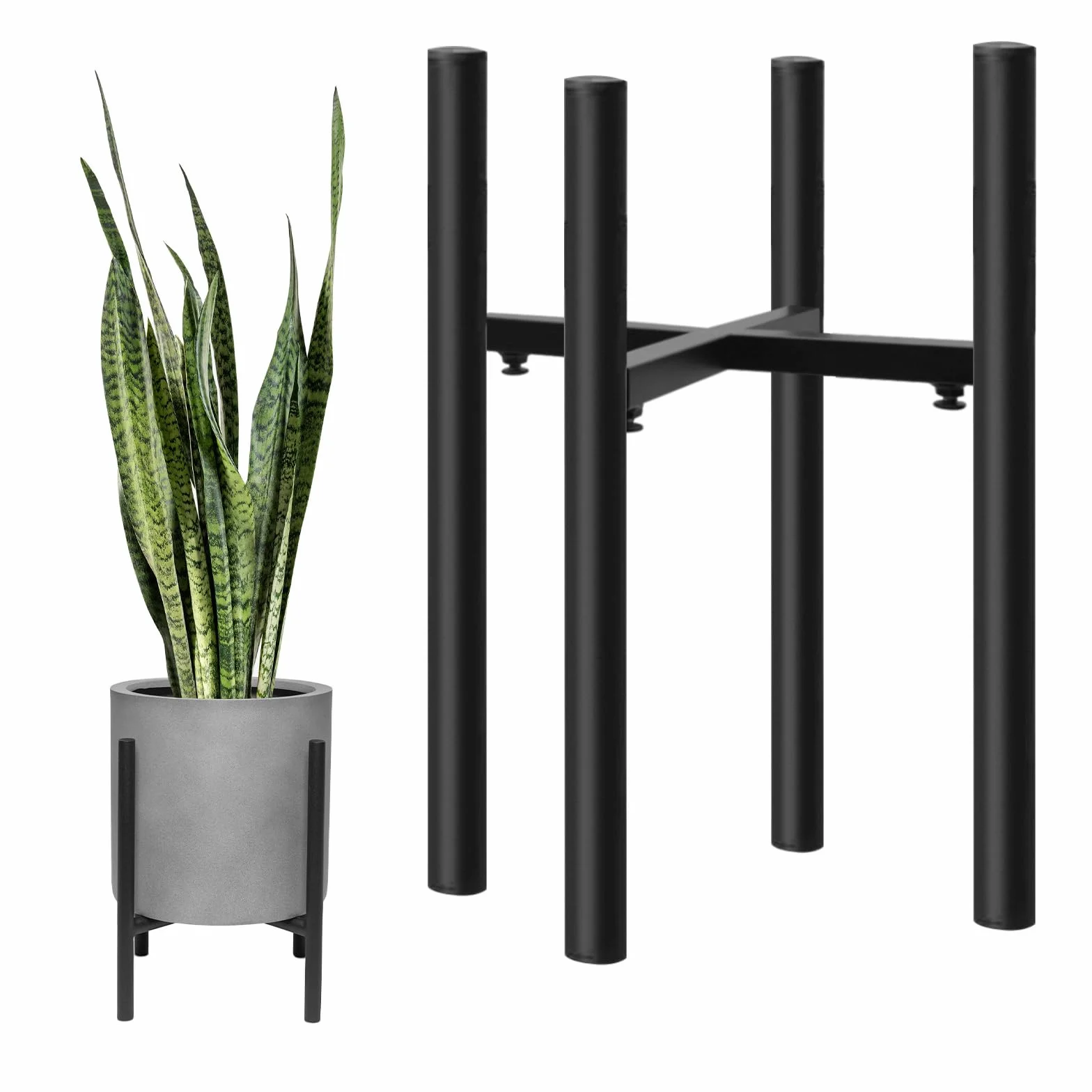 Soporte para Plantas, Estanteria de Metal Plantas, Ajustable Taburete Plantas, Moderno Soporte Macetas para Patio, Jardín, Balcón, Dormitorio, 20cm-30 cm interior y exterior, Negro