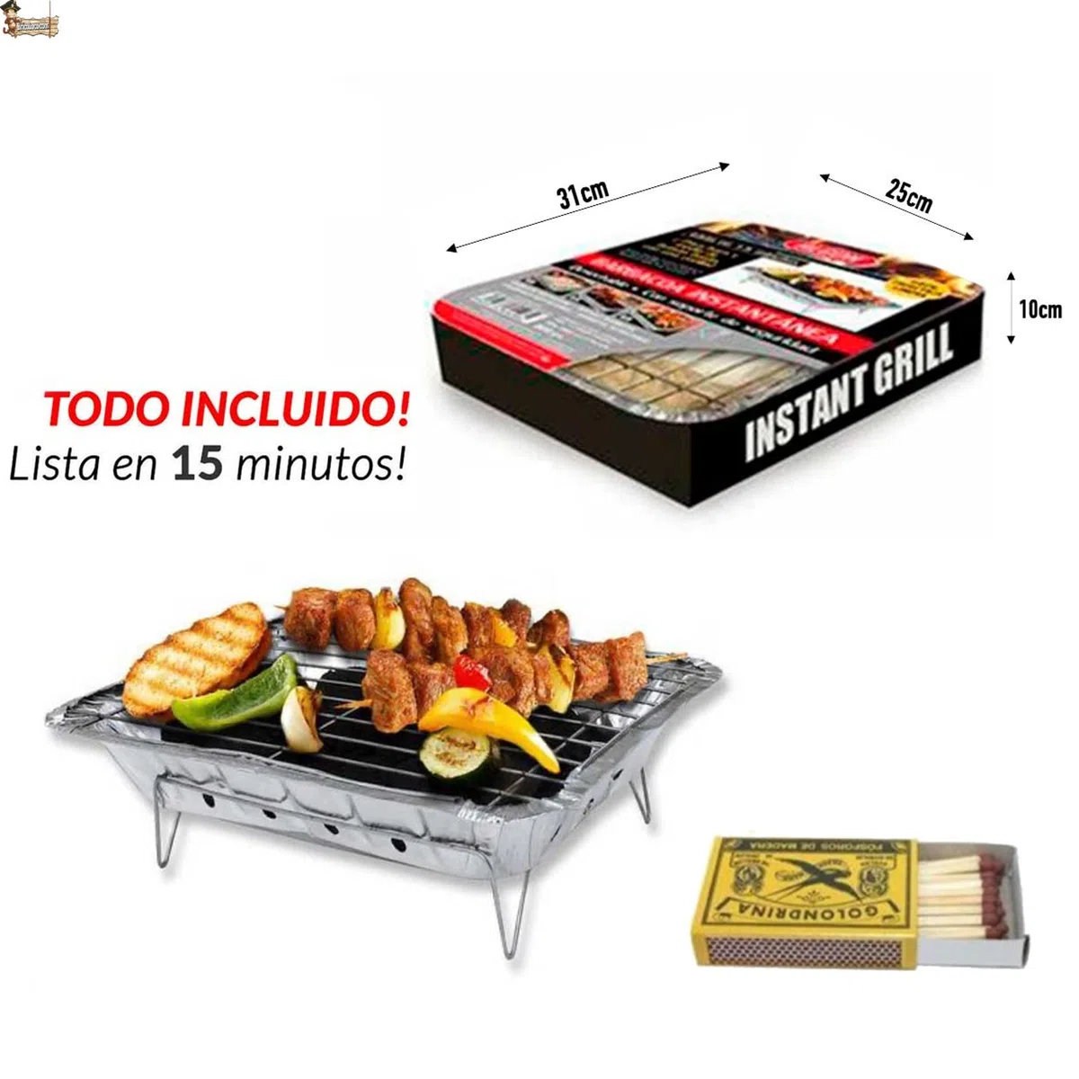 BricoLoco.com Barbacoa instantánea desechable de un solo uso para usar y tirar. ¡¡¡800 gramos!!!. Jardín, picnic, excursiones, camping. REGALO CERILLAS. (1)
