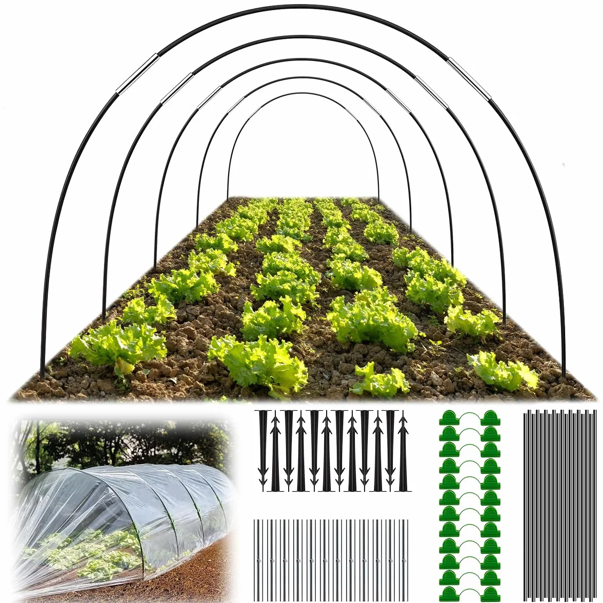 Arcos Invernadero,Aros de Invernadero para Tunel,Arcos de Túnel para Plantas,Arcos para Invernadero,Túnel Invernadero,Garden Tunnel para Cultivar Túneles