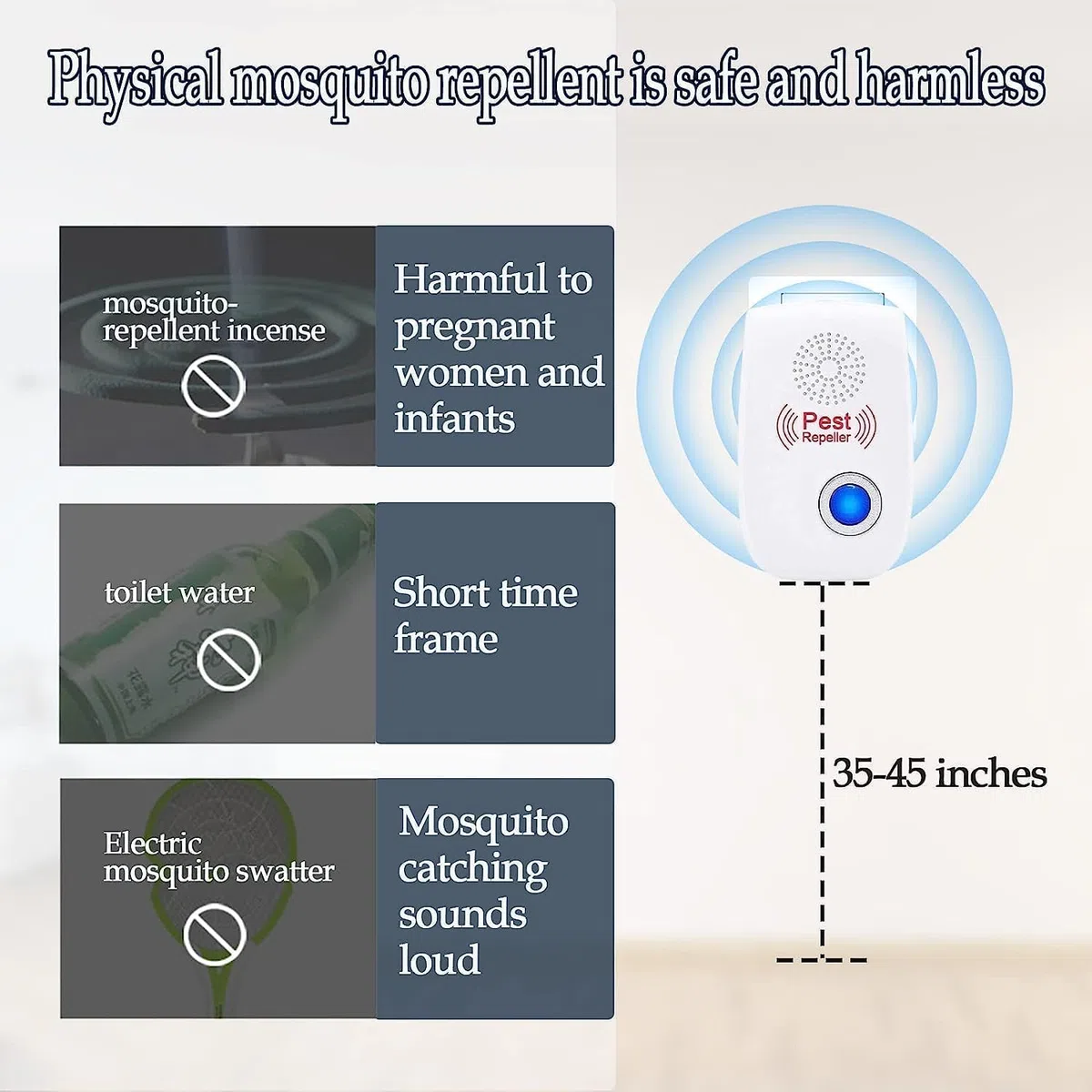 Repelente Ultrasónico de Plagas, 4 Pack Electrónico Repelente Mosquitos Control de Plagas, Repelente Ultrasónico Mosquitos para Anti Moscas, Ratones, Cucarachas, Arañas, Roedores