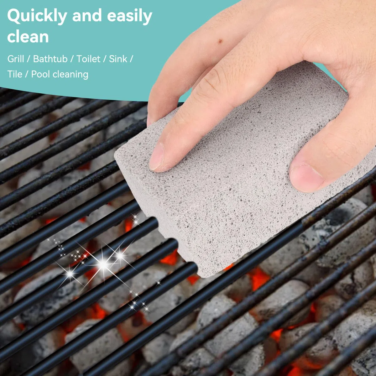 Cyrank Bloque de Limpieza de Piedra para Parrilla, 4 Piezas Ladrillos de Limpieza de Parrilla Barbacoa Limpieza de Parrilla Bloque de ladrillo Manchas Limpiador de Grasa Piedra Accesorio de Cocina