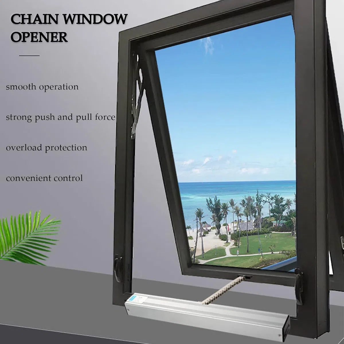 Actuador eléctrico para abrir ventanas con mando a distancia, carrera de 300-1000 mm, fuerza 600N para ventanas abatibles de tragaluz