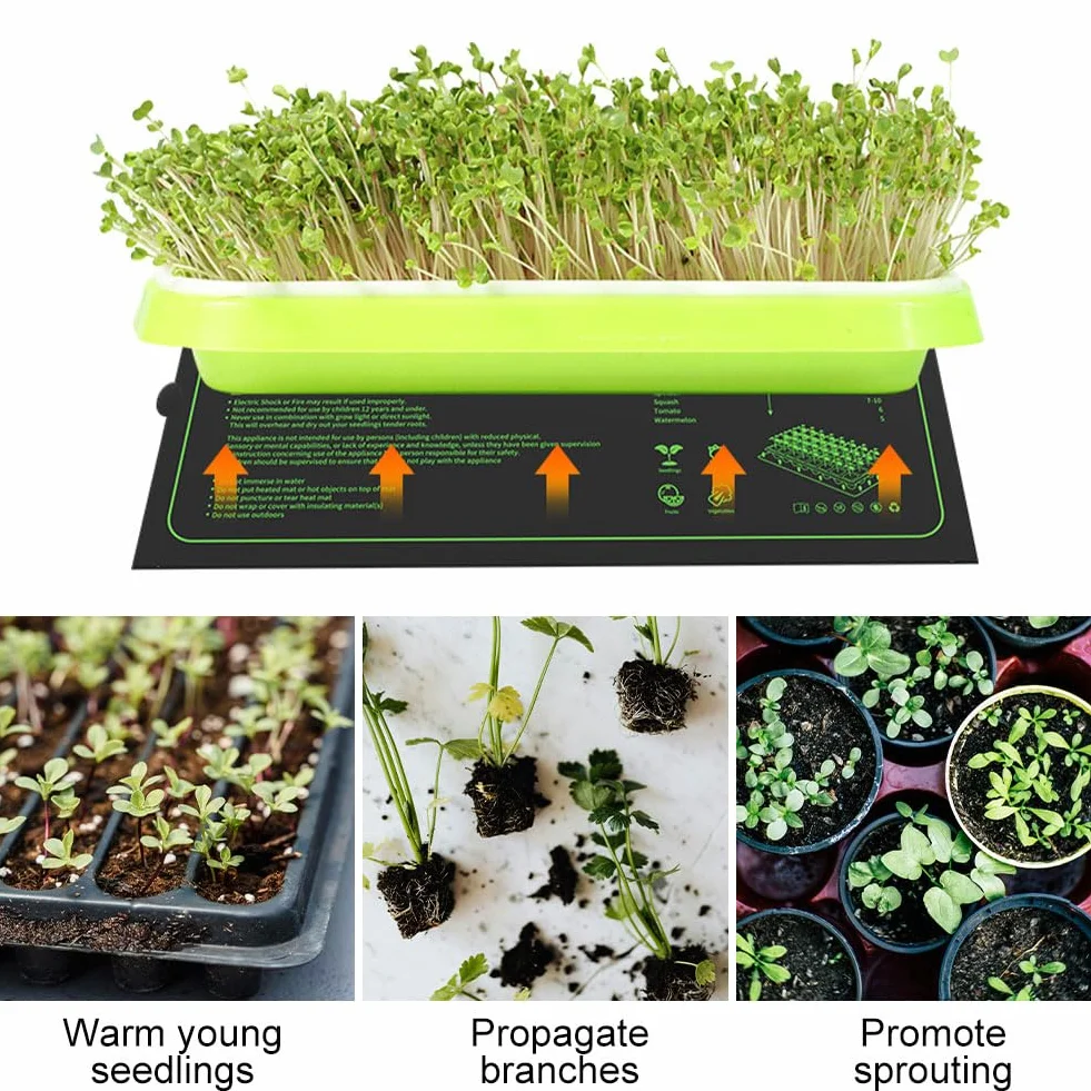 Helweet Alfombrilla Térmica para Plántulas, Estera Calefactora para Plantas, Alfombrilla De Calor para Plantas, Colchonetas Calefactoras De La Planta, Estera Térmica para Plántulas, 52 x 25 CM, 20 W