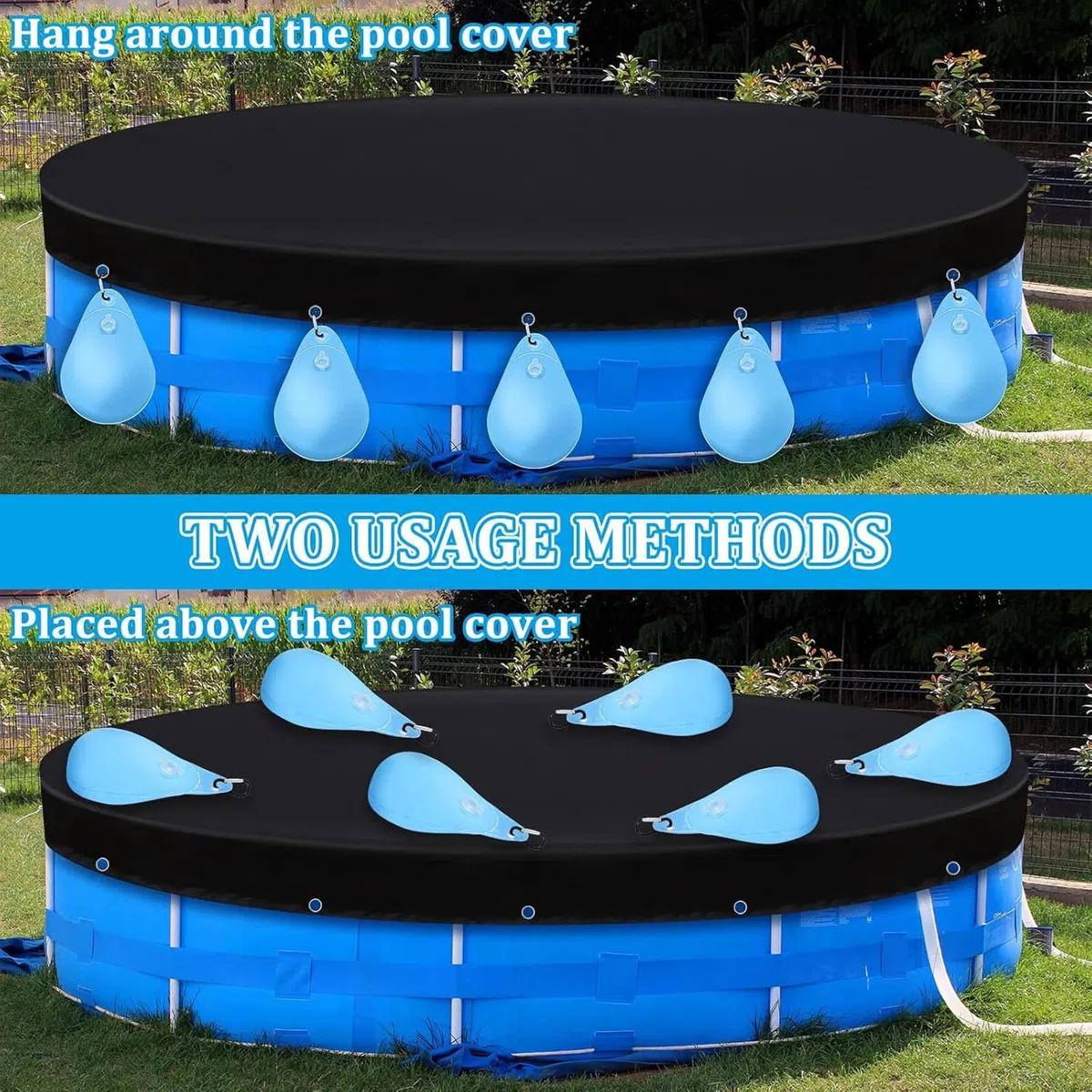 Bolsas de Agua Colgantes para Cubierta de Piscina,12 Piezas Unidades de Bolsas de Agua Colgantes con Ganchos,Bolsas de Peso de Agua para Piscinas sobre el Suelo,Cubiertas para Piscina