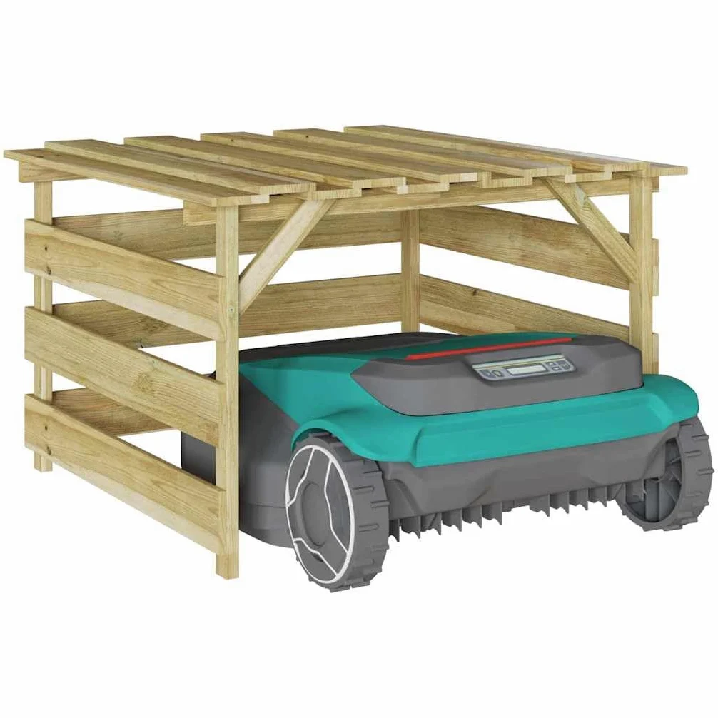 Cortacésped garaje de madera de pino impregnada marrón, 84 x 80 x 56 cm, cobertizo de jardín, cobertizo de jardín, resistente a la intemperie, para almacenamiento y almacenamiento en