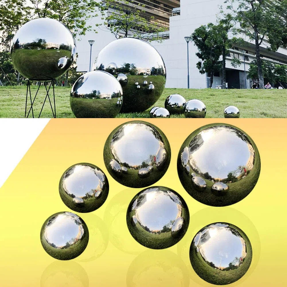 Bola de espejo de 20 cm de diámetro, esfera de acero inoxidable plateado pulido reflectante suave para jardín, colorida y brillante adición a cualquier jardín u hogar