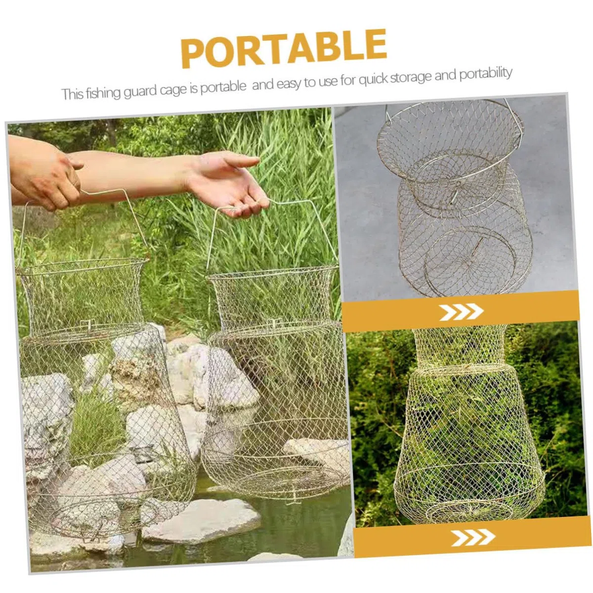 Jaula Protectora para Pesca de Malla Galvanizada, Cesta Metálica de 25 Cm, Red Resistente y Duradera, Equipo para Pesca al Aire Libre, Captura y Conservación de Peces