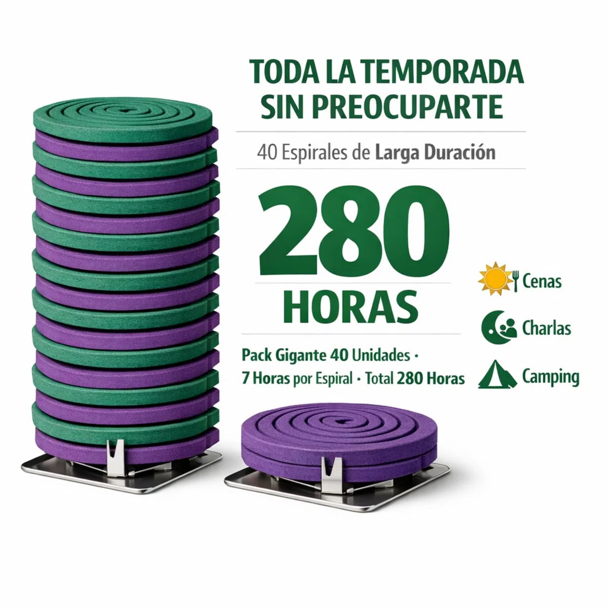 Kit Terraza Antimosquitos 30 Espirales Citronela + Quemador Cerámica Terracota – 7h Espiral – Antimosquitos Exterior Jardín Terraza Balcón – Mugy