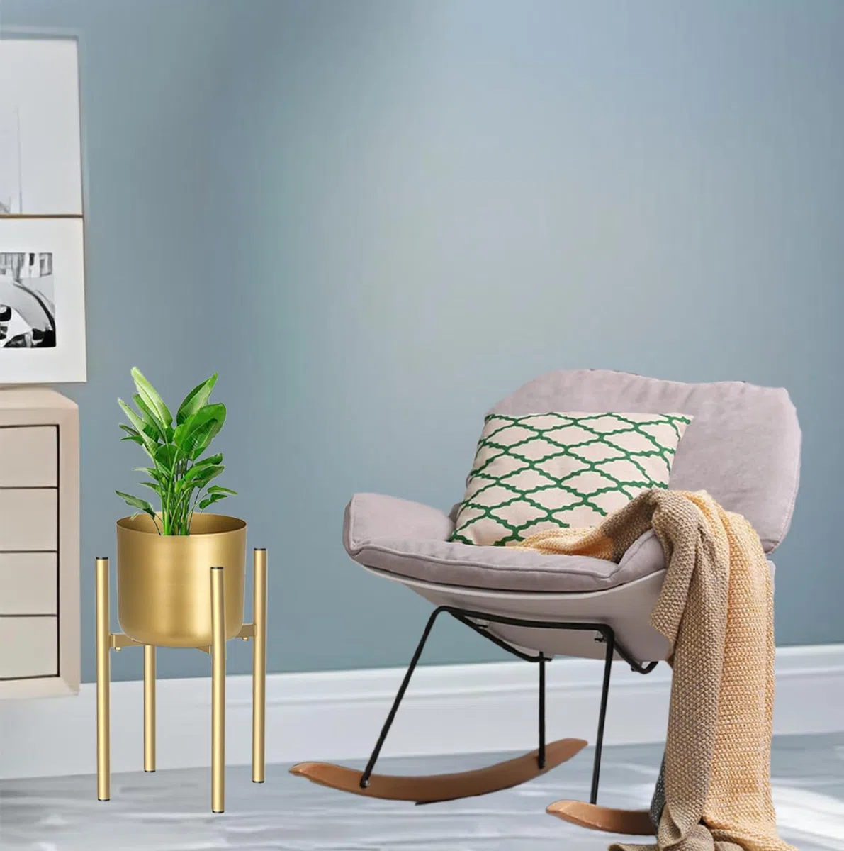 Soporte para Plantas, Soporte Plantas Interior, 21 cm-35 cm oro, Ajustable de Metal, para Macetas Interior, para Macetas con un diámetro exterior de 20-35cm