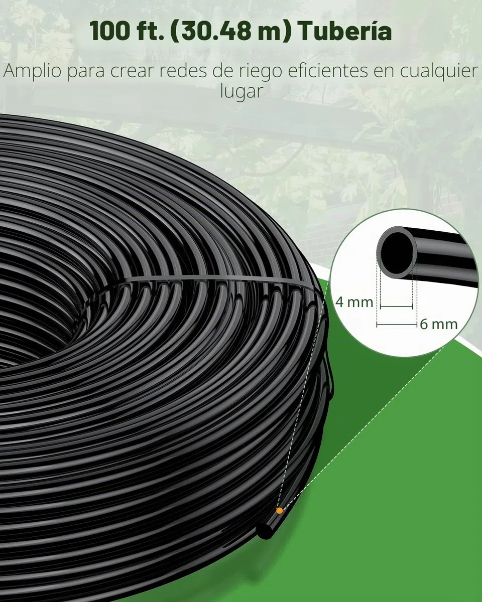 Pawfly 30 M Tubo de riego por goteo, 4-6 mm Tubería de distribución para sistema de riego, Línea de Micro PVC negro, Rollo de manguera para jardín, Pieza de riego por goteo