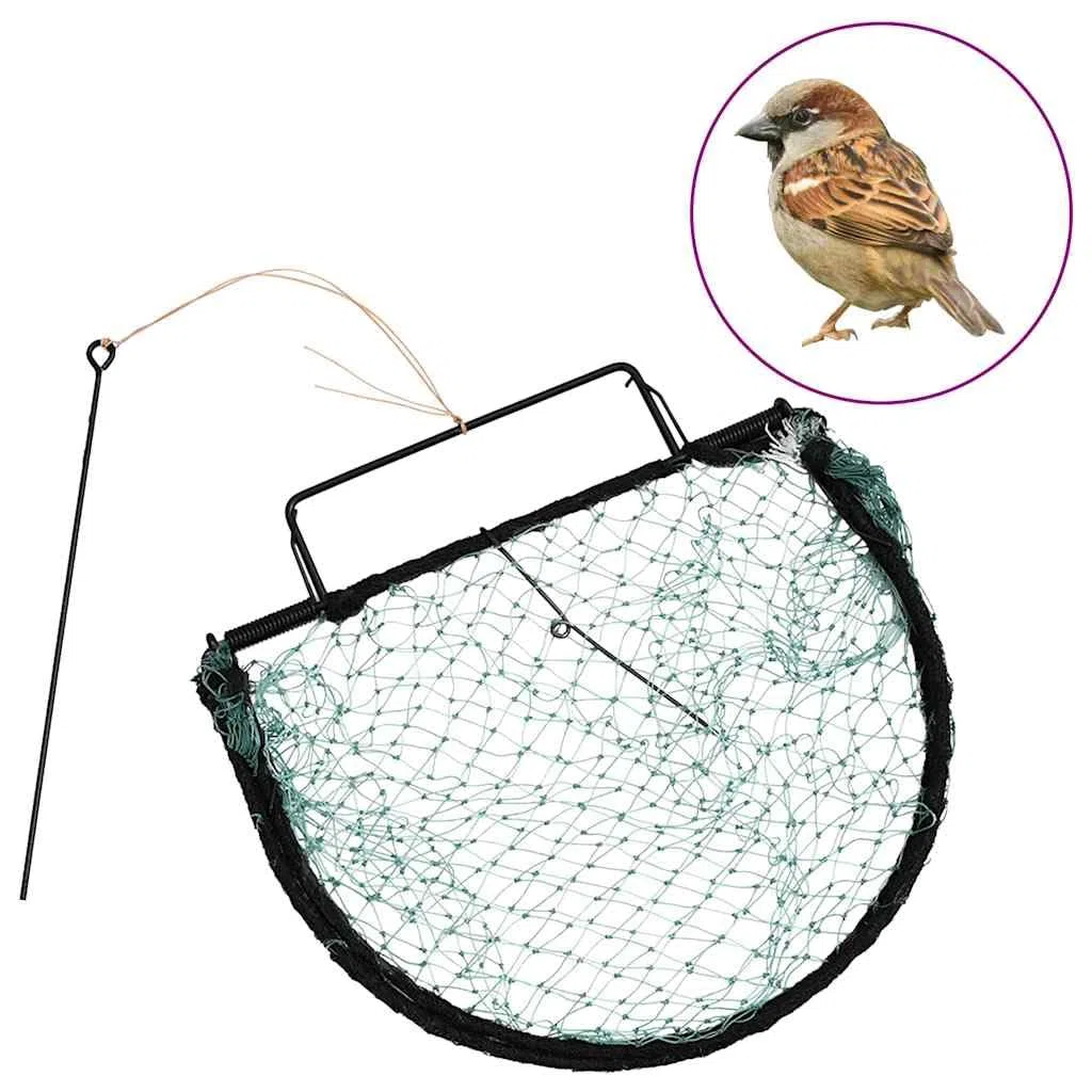 vidaXL Trampa para Pájaros, Red de Captura para Aves, Jaula Portátil Plegable, Trampa Humanitaria para Jardín Granja Patio, Acero Verde