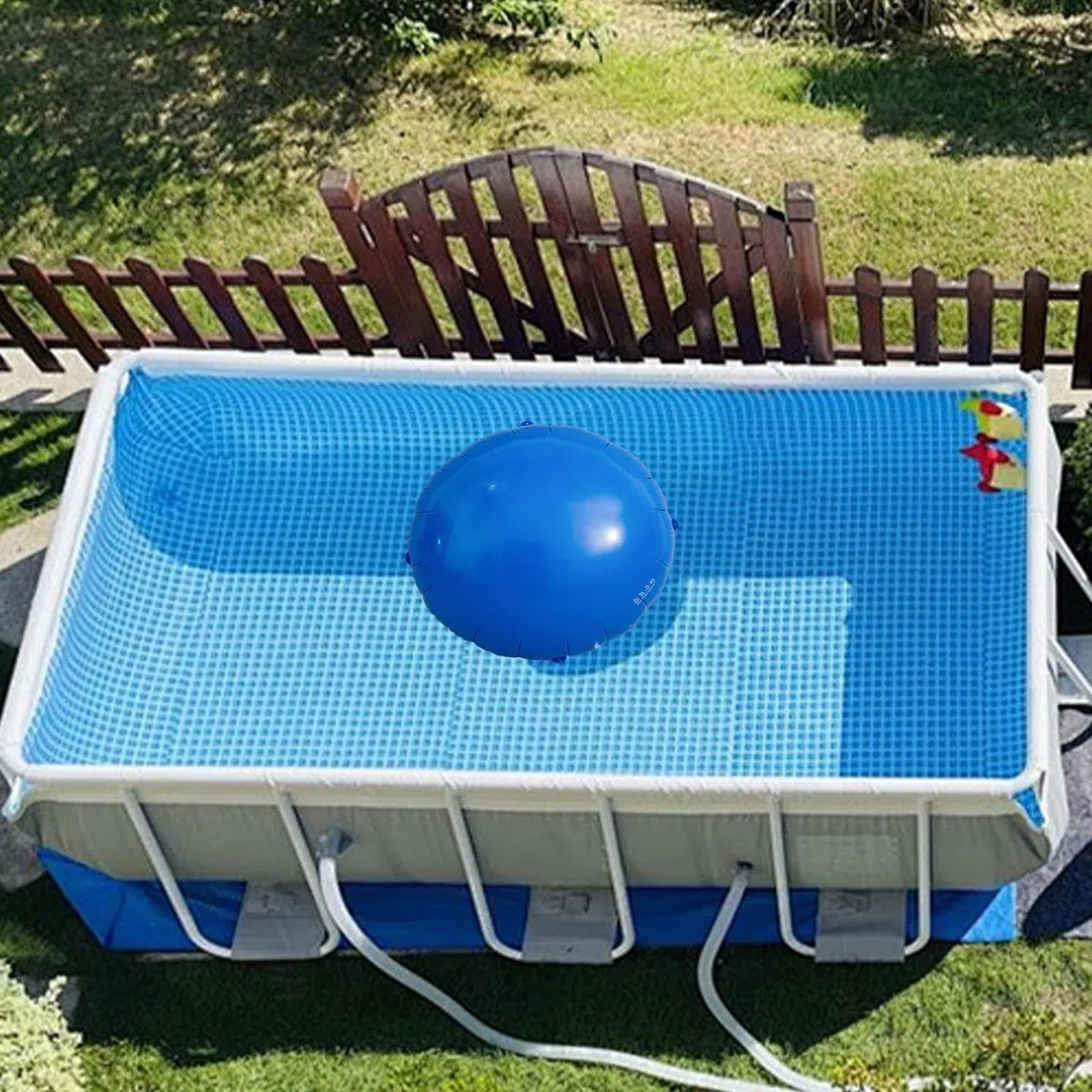 Cojín de piscina de invierno - 150x150cm Cojín de aire resistente al frío, juego de compensación de hielo PVC con cuerdas | Protección de estanques Piscina Jardín al aire libre Patio trasero Césped Es