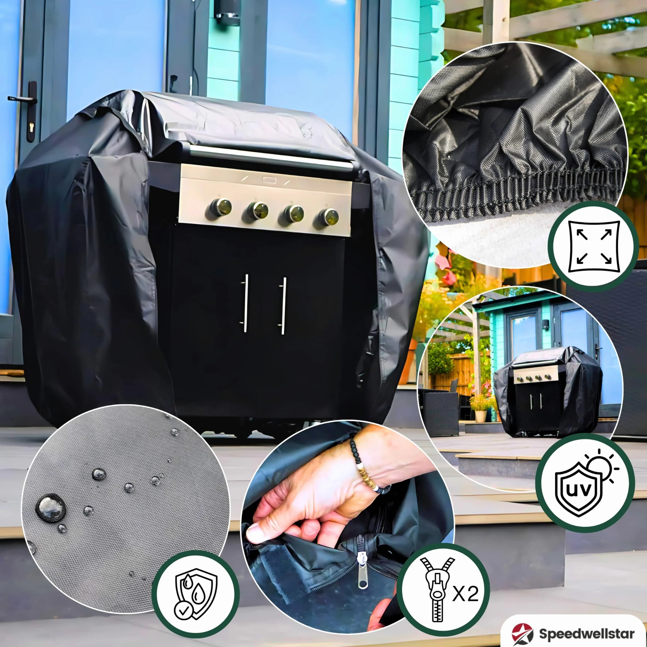 Funda Barbacoa Impermeable – 145 x 70 x 120 cm, Tela Oxford 210D Duradera, Transpirable, Protección UV, Cremallera Doble, por Speedwellstar