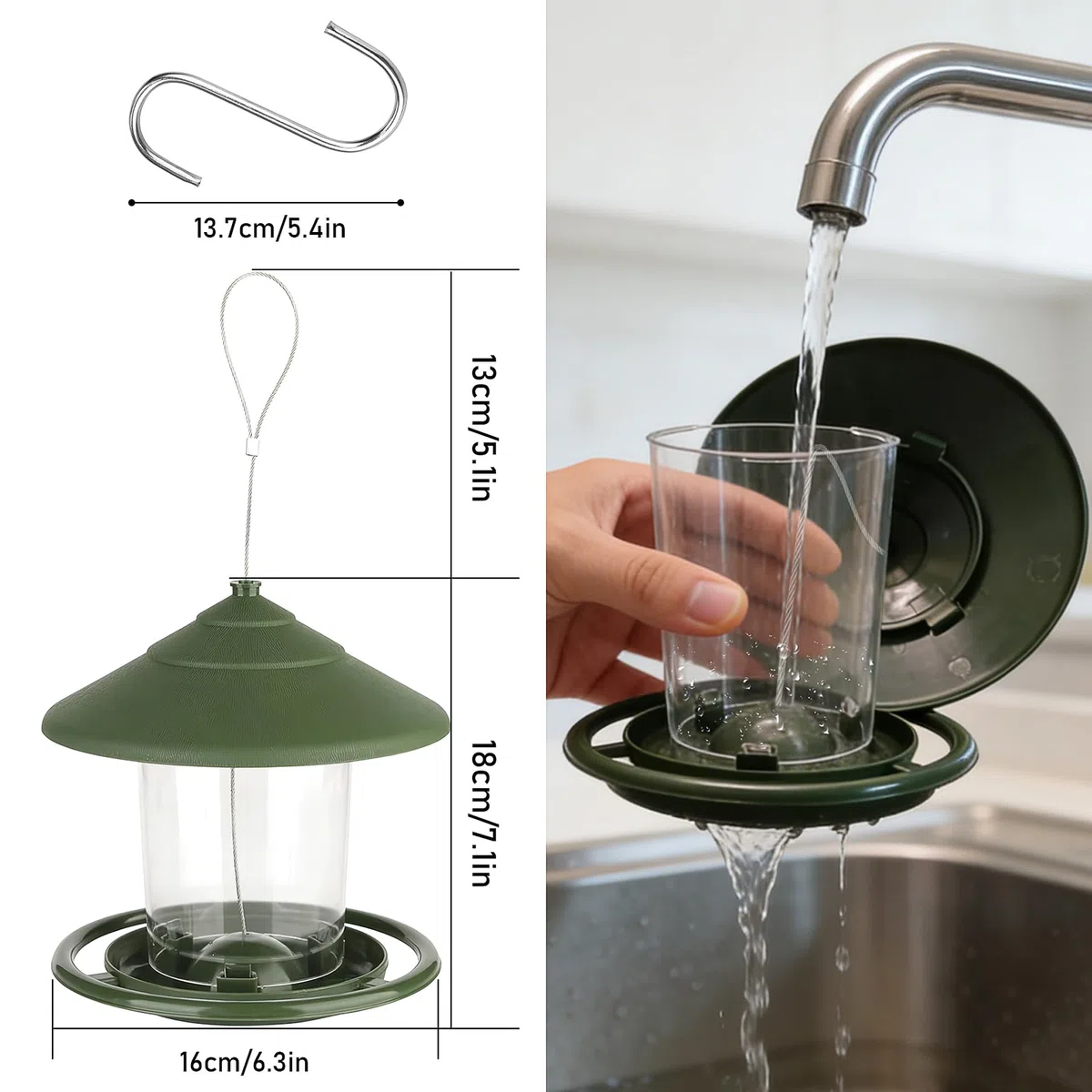 Comedero para Pájaros Salvajes Colgante Comedero Pájaros Exterior Transparente Resistente a Intemperie Comedero de Semillas Gran Capacidad Alimentación de Aves para Jardín y Balcón