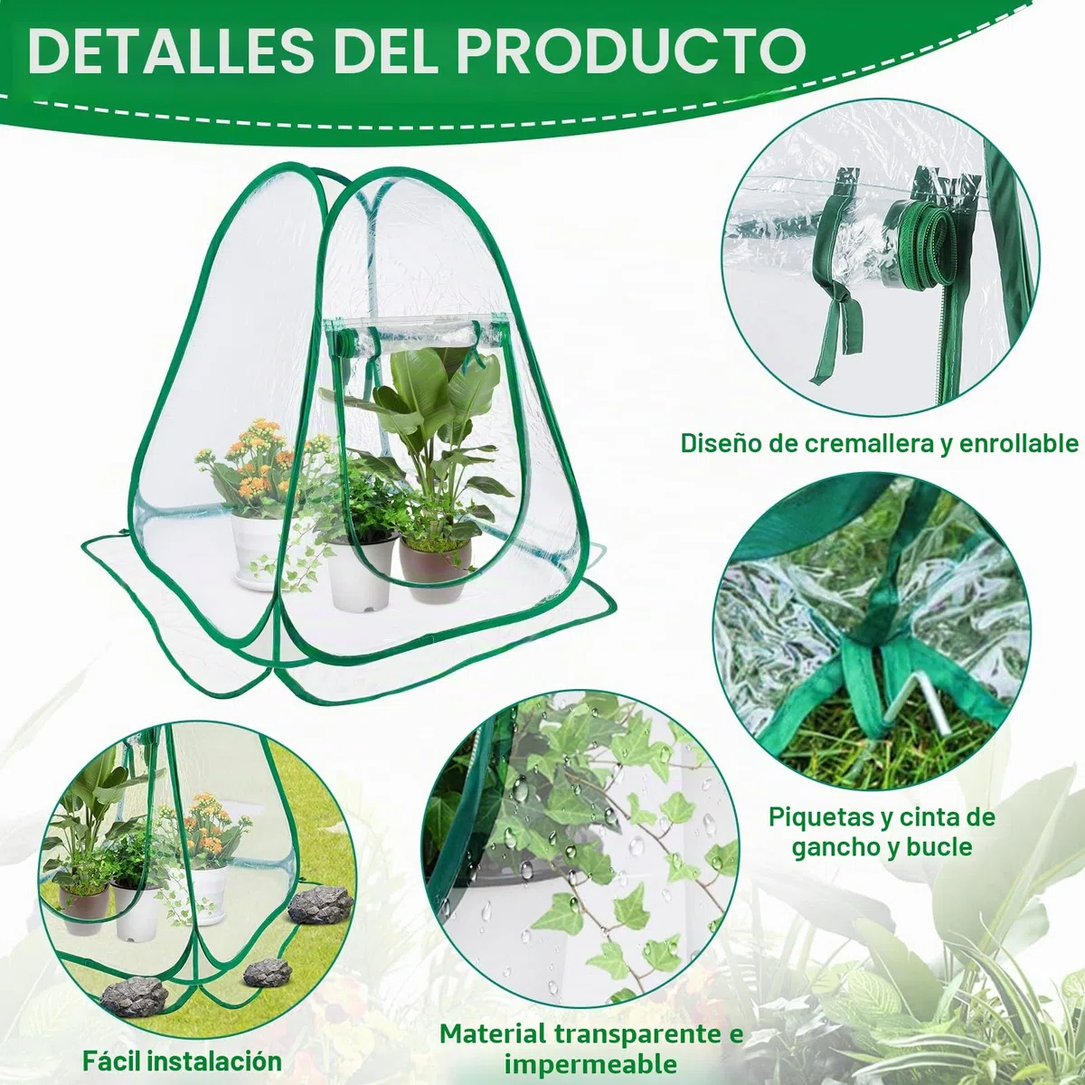 Mini Invernadero Pop Up, Transparente PVC para Exteriores, Tienda de Campaña de Protección para Plantas (70 x 70 x 80 cm)