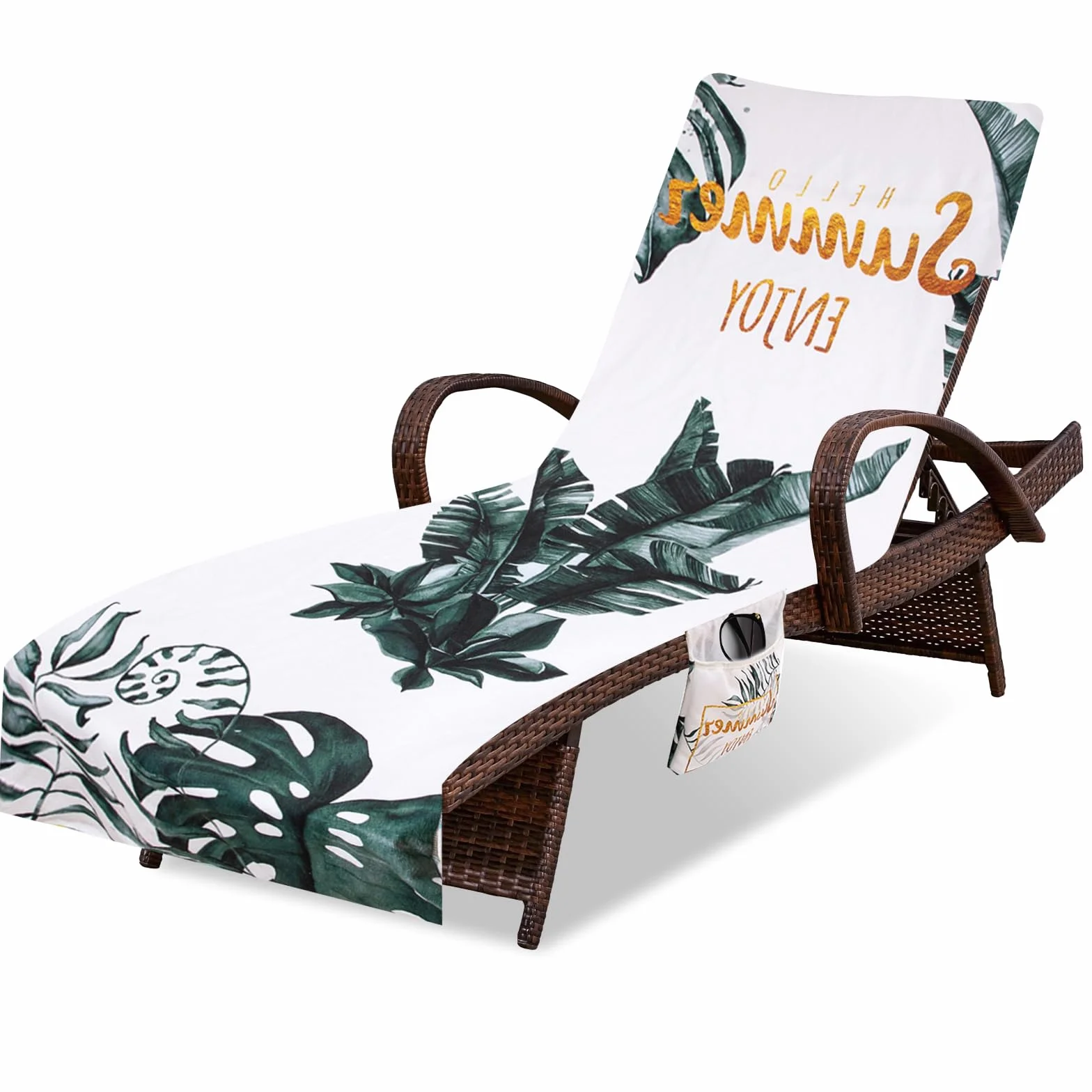 Fundas Tumbona con Bolsillo,Toalla de Playa de Secado rápido para Silla de Playa/Colchoneta Tumbona Jardin,Funda Protectora para Cojines Tumbonas,Microfibra Cubierta para Silla de Piscina