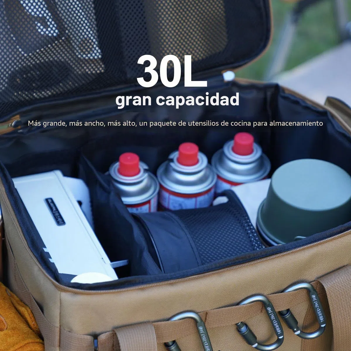 Bolsa organizadora de pícnic, bolsa de almacenamiento impermeable de gran capacidad, organizador plegable para playa, senderismo y manta/utensilios al aire libre
