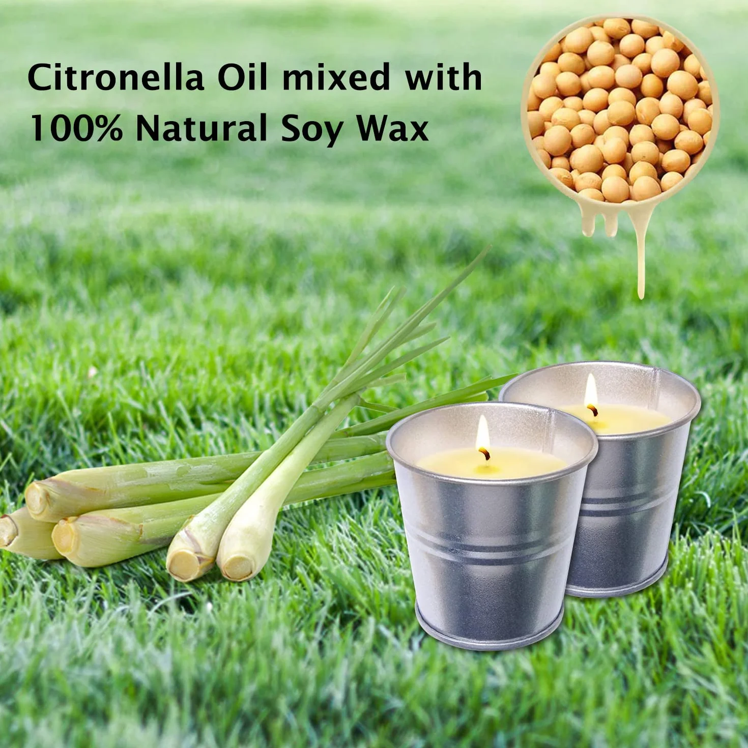 Vela Citronela, 12 Piezas Juego de Velas de Citronela para Exterior Interior Jardín, Natural Cera de Soja,12 * 2 OZ