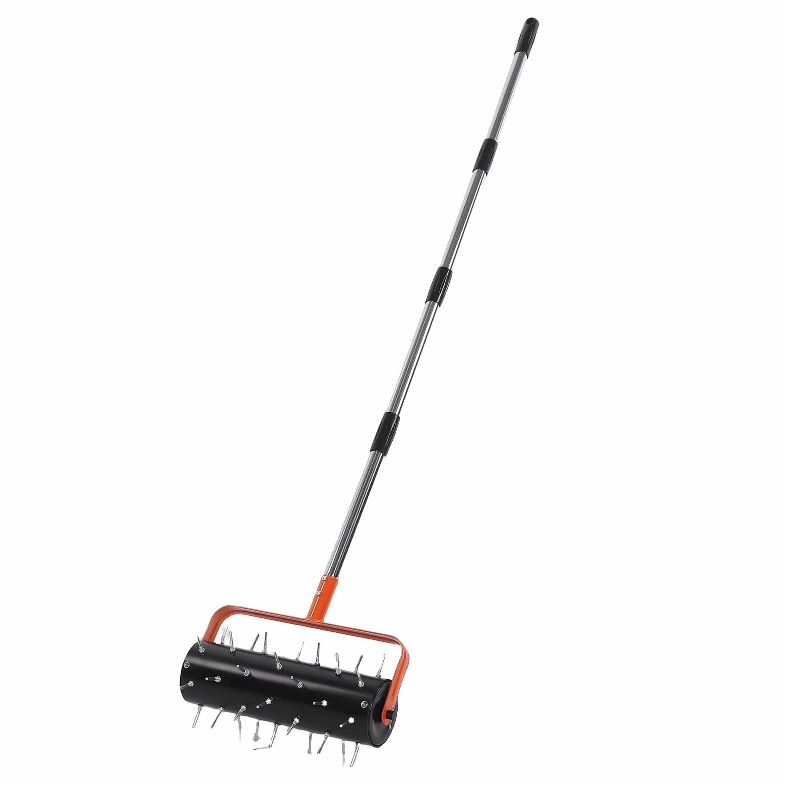 Aireador de Césped Rodante, 42 Púas Premontadas, Rodillo Aireador de Púas para Césped Resistente con Mango Ajustable para Patio, Jardín