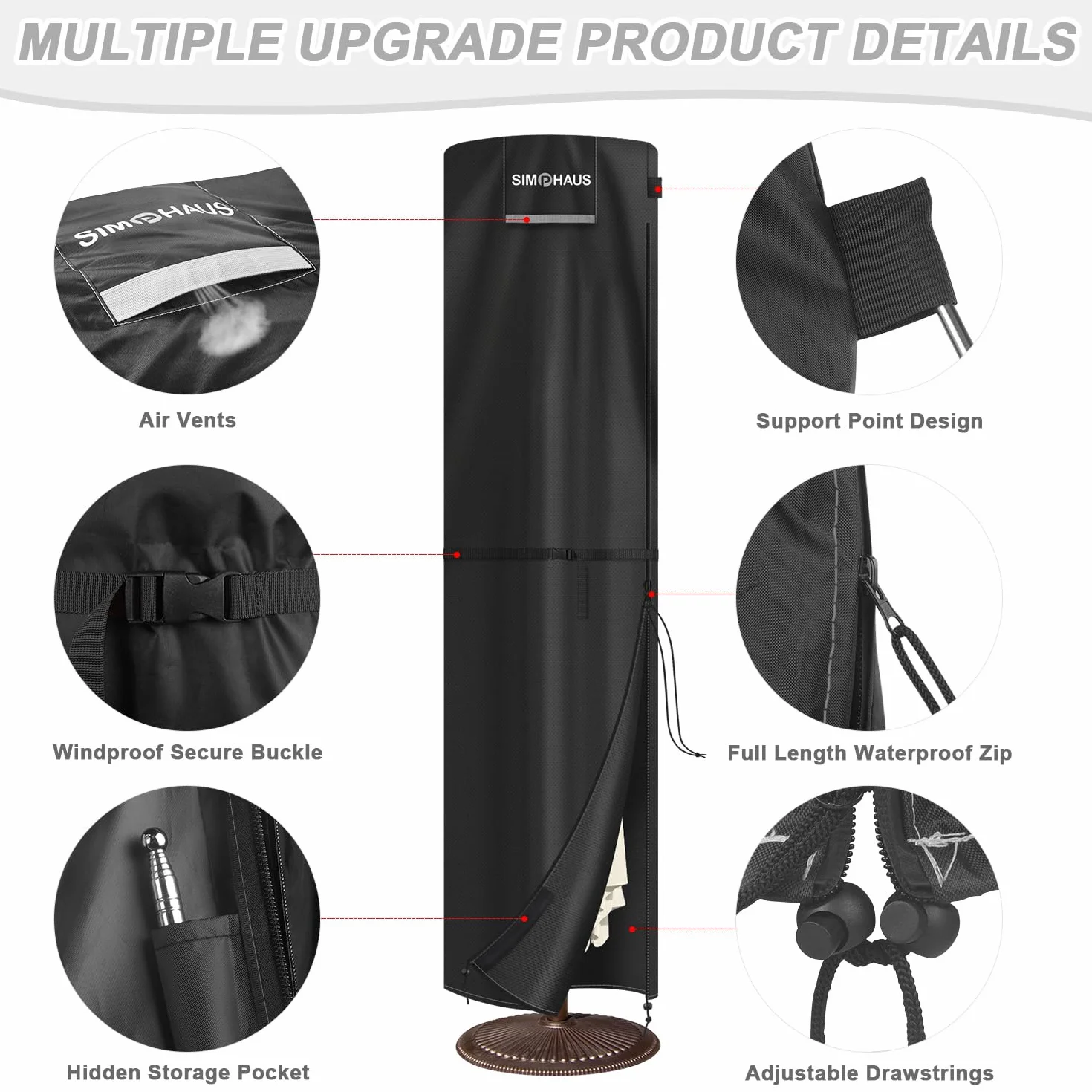 Funda Ducha Solar Exterior Funda Impermeable para Sombrilla de Jardín Fundas para Parasol de 3 Metros Fundas para Sombrilla Playa Cubierta de Ducha Solar Anti UV 420D Tela Oxford 220x67/67cm