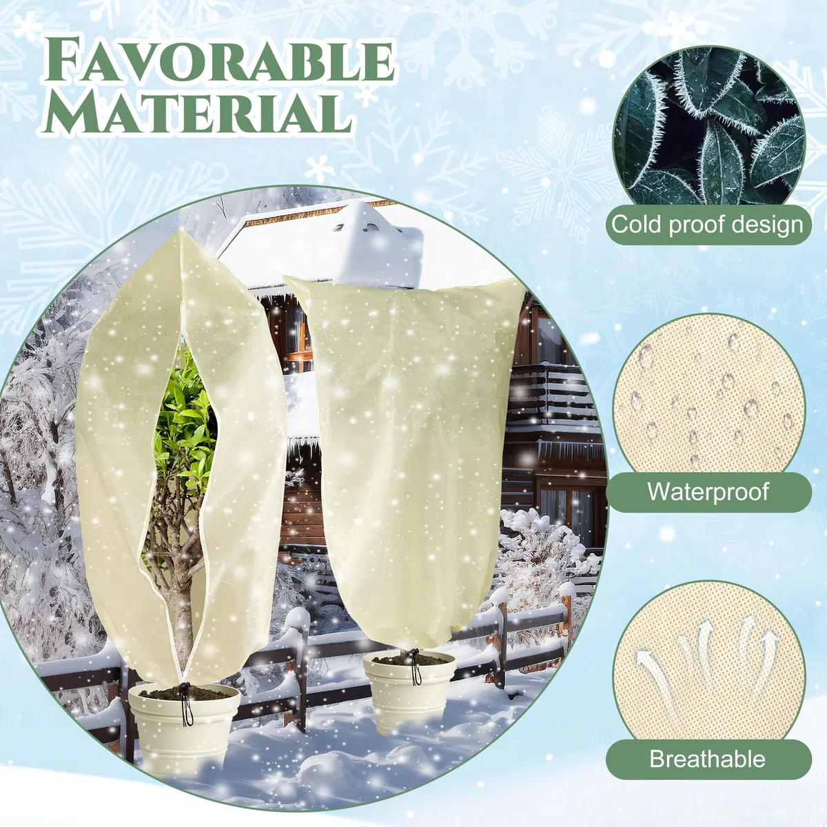 GIONAR 2 Piezas Funda para Plantas, Cubiertas de Protección contra Heladas de Plantas, Funda para Plantas para Invierno, Bolsas de protección Vegetal para Proteger Las Plantas 180 x 120cm