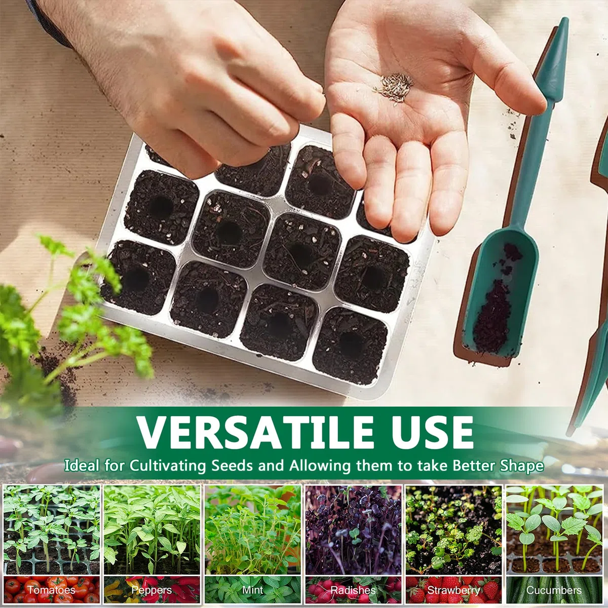 ZLPBAO Mini Cultivo de Invernadero, 5 Piezas Nuevo Bandejas de Semillas 12 Celdas Cultivo de Mini Invernadero, con Luz de Cultivo Solar de Espectro Completo y Ventilaciones