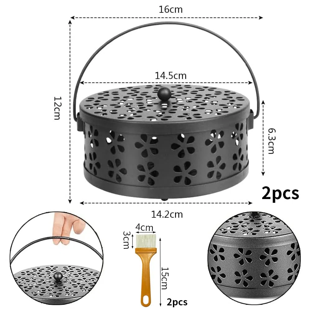 Porta Incienso Antimosquitos,Portable Mosquito Coil Holder,Mosquito Coil Holder,Porta Incienso Espiral,Quemador Incienso Caja,Soporte Incienso Metal (Schwarz)