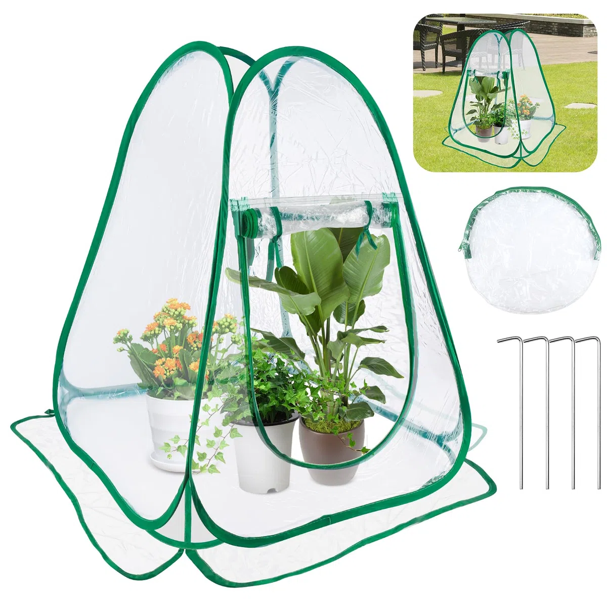 Mini Invernadero Pop Up, Transparente PVC para Exteriores, Tienda de Campaña de Protección para Plantas (70 x 70 x 80 cm)