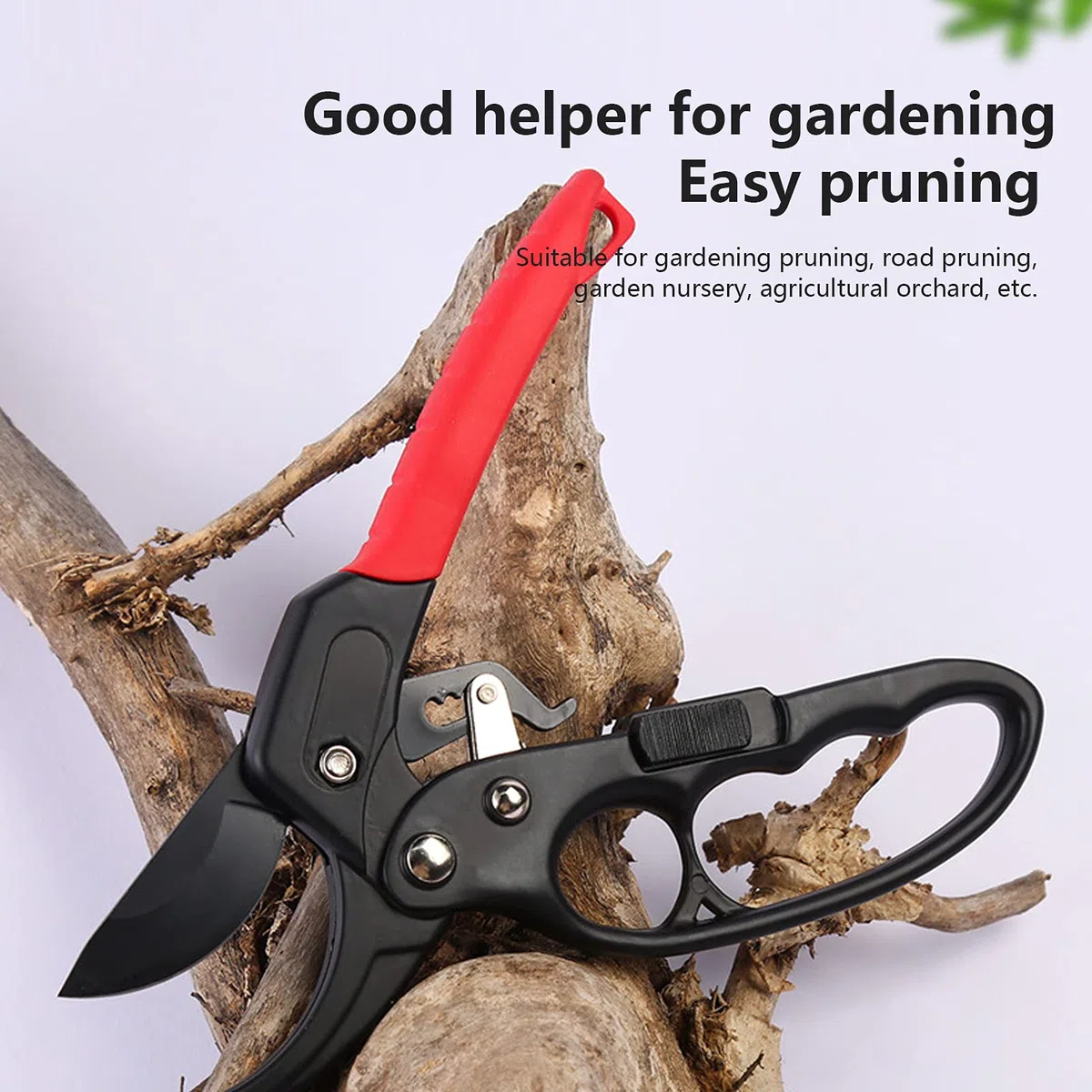 Qcwwy Tijeras de Podar para Jardinería, Tijeras de Podar con Trinquete Segmentadas, para Ramas, Cuchillas de Acero Inoxidable, Podadoras de Mano, Interruptor Deslizante para